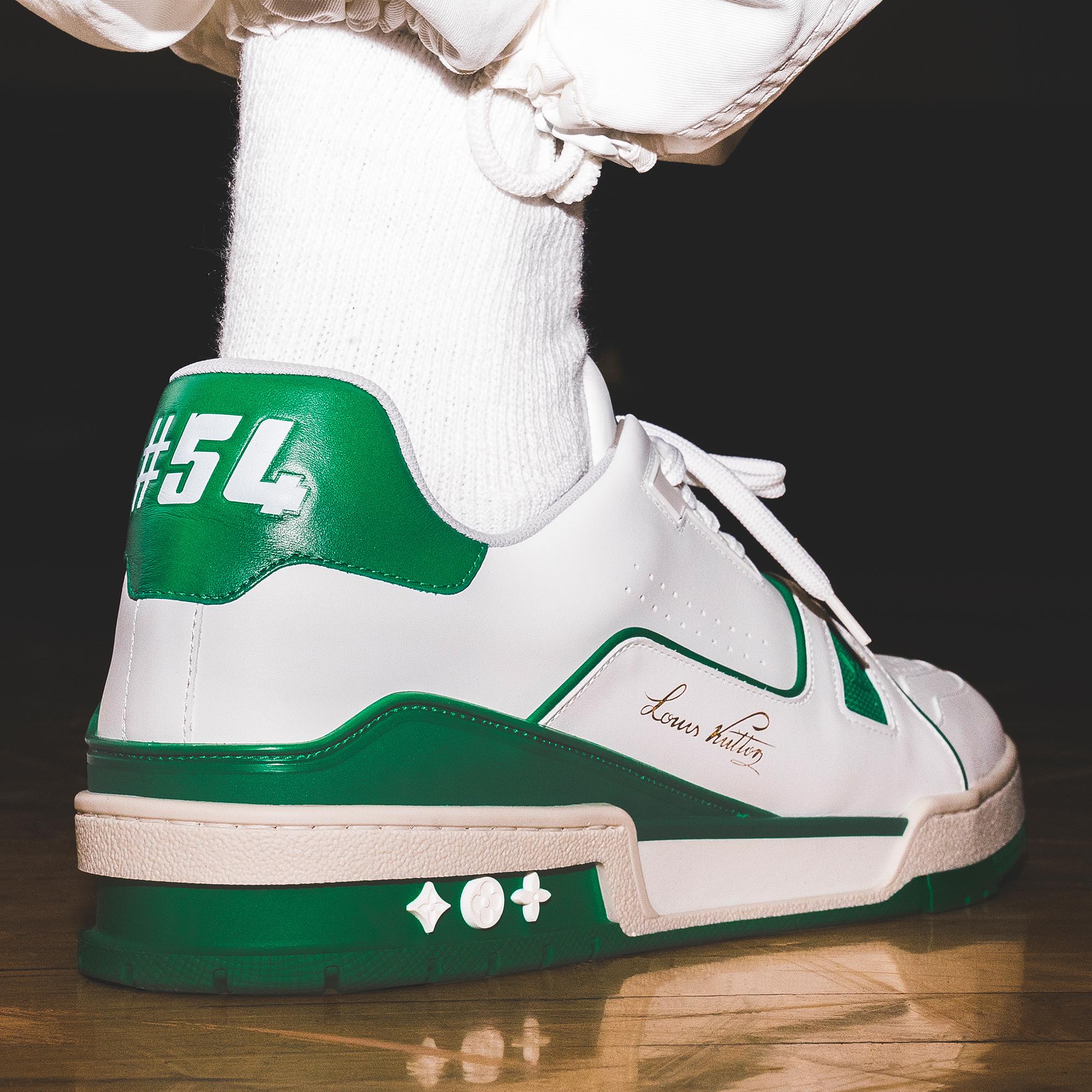mens green and white sneakers