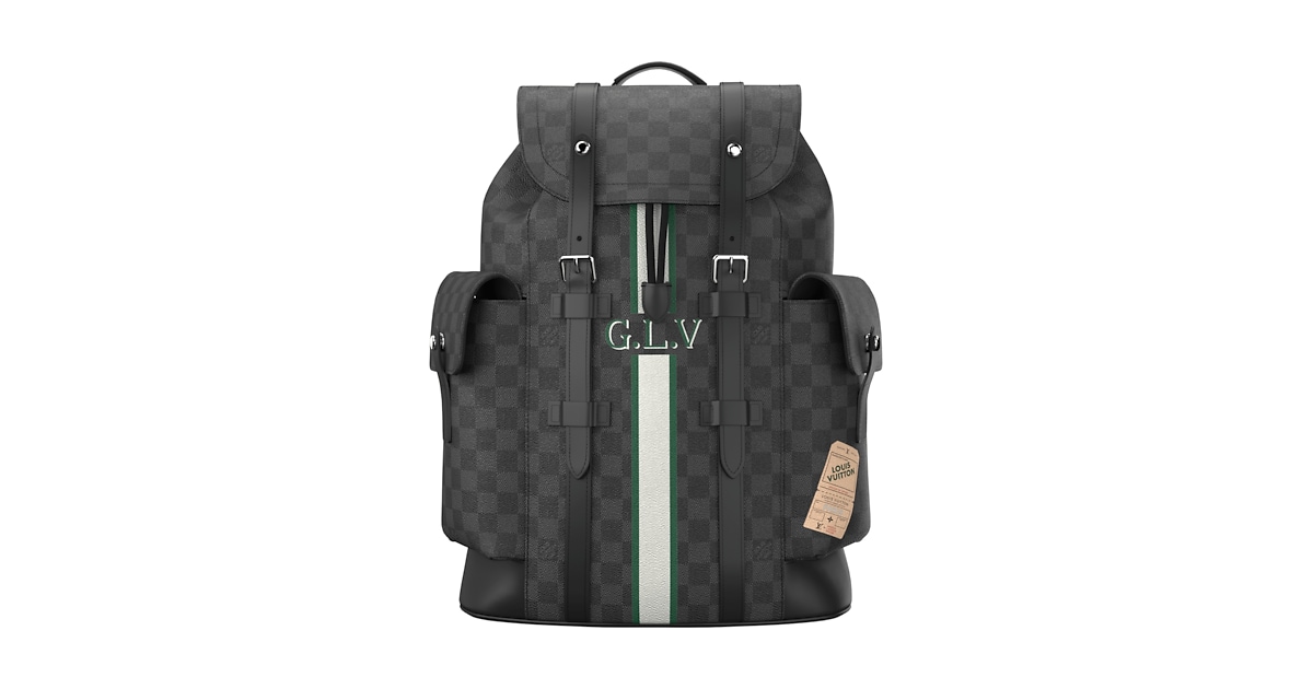louis vuitton bulletproof backpack Men's Damier Graphite Giant Canvas Christopher PM N40400 Luxuria & Co leather trim and brown cotton lining Christopher MM Mon Monogram Damier