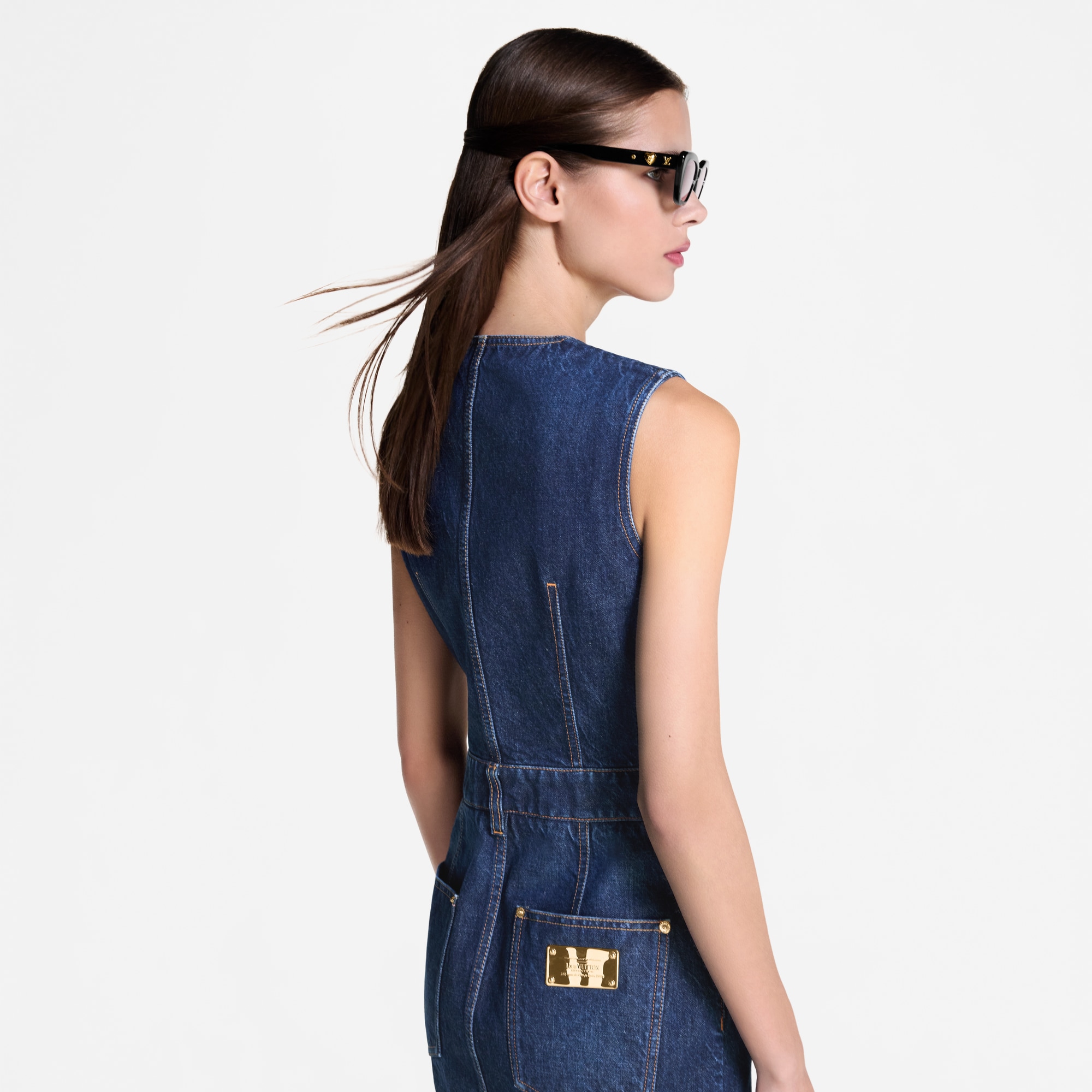 Button Front Washed Denim Dress  in Women