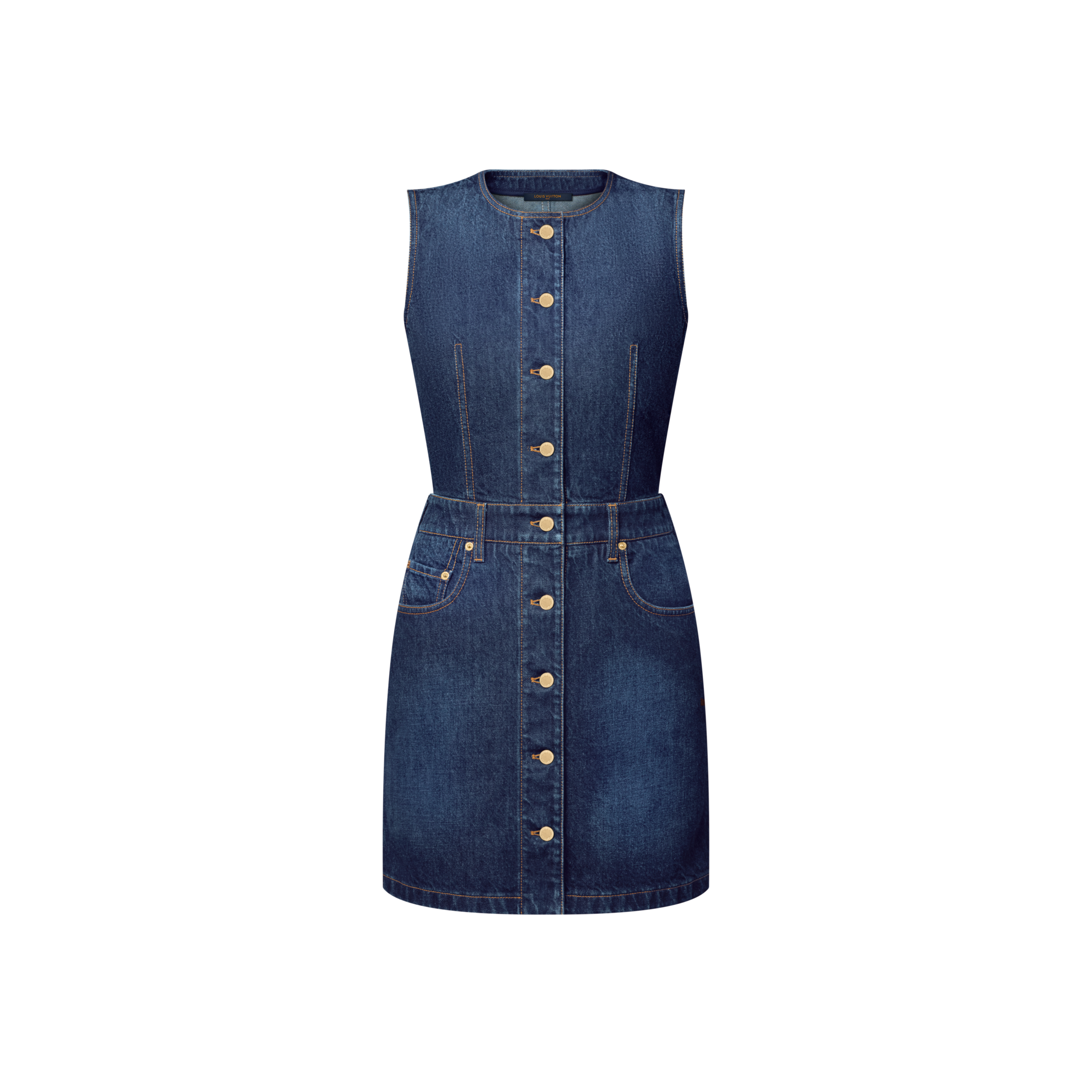 Button Front Washed Denim Dress  in Women