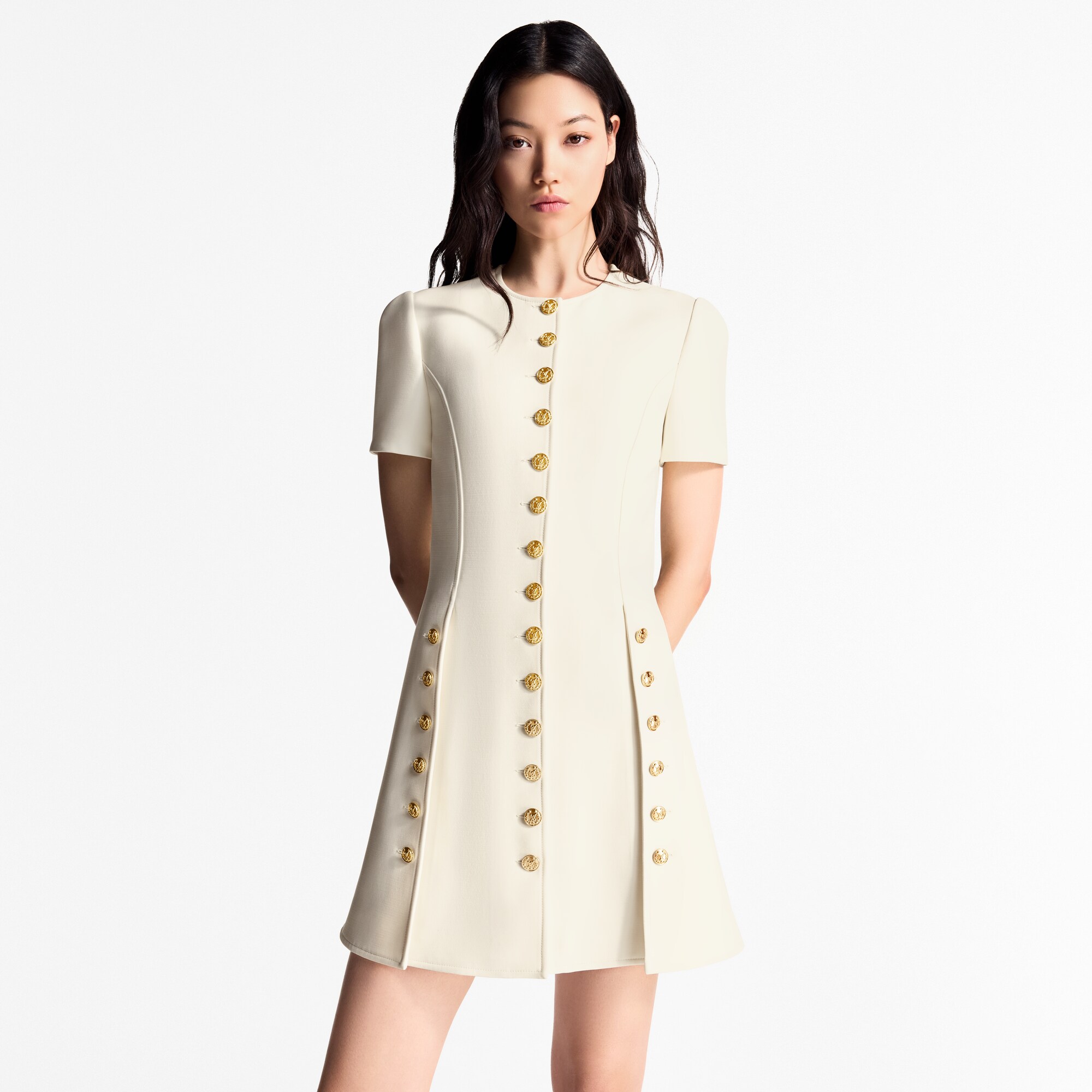 Button Trim Dress   in Women