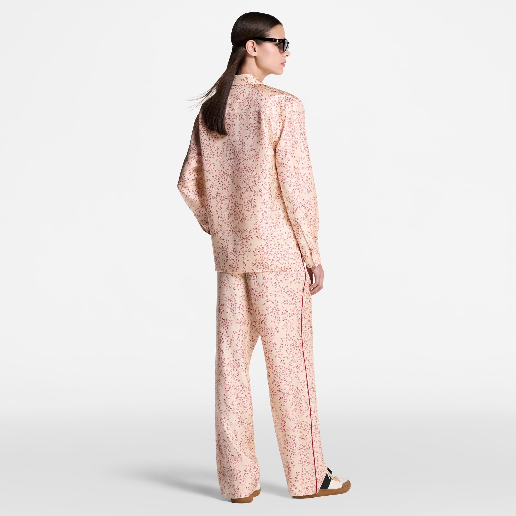 Cat-and-Mouse Print Silk Shirt  in Women