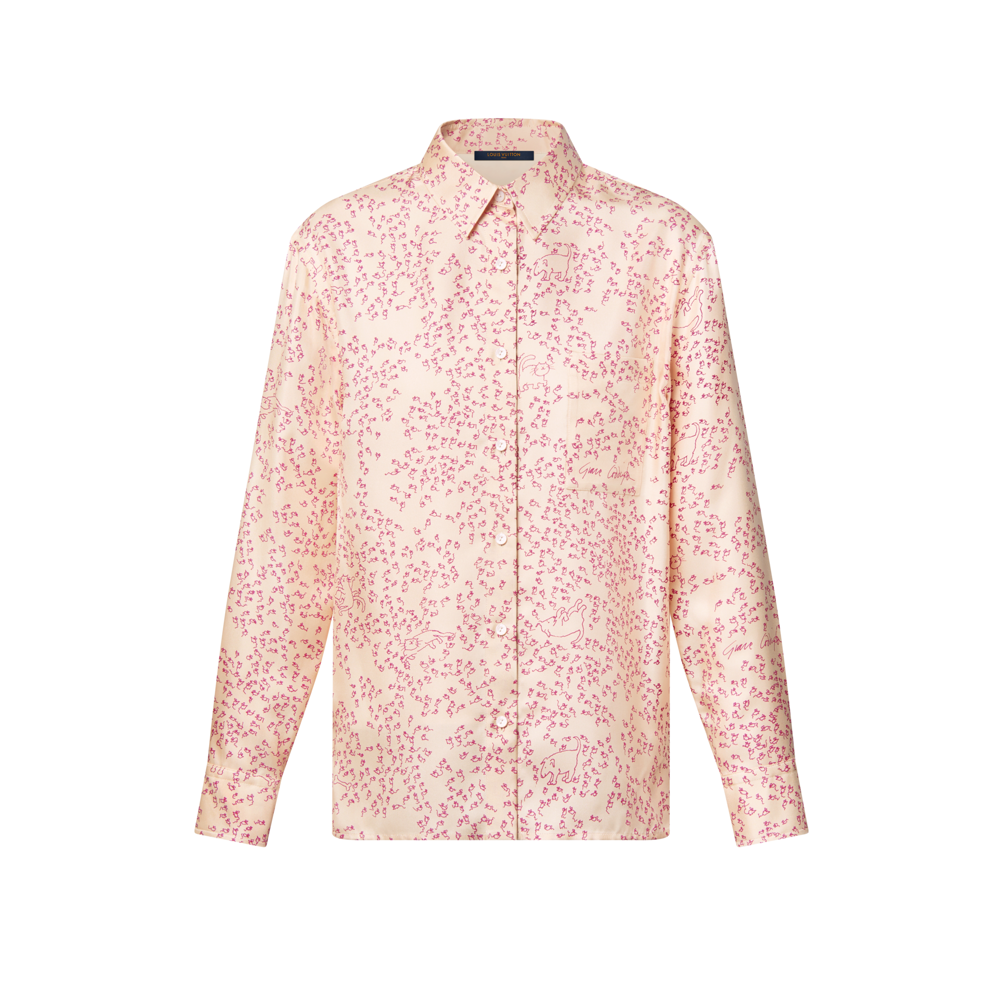 Cat-and-Mouse Print Silk Shirt  in Women