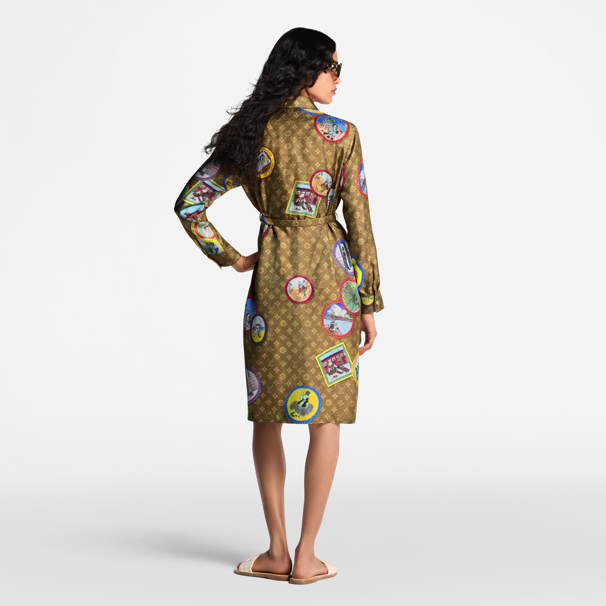 Cat Stamp Monogram Shirt Dress  in Women