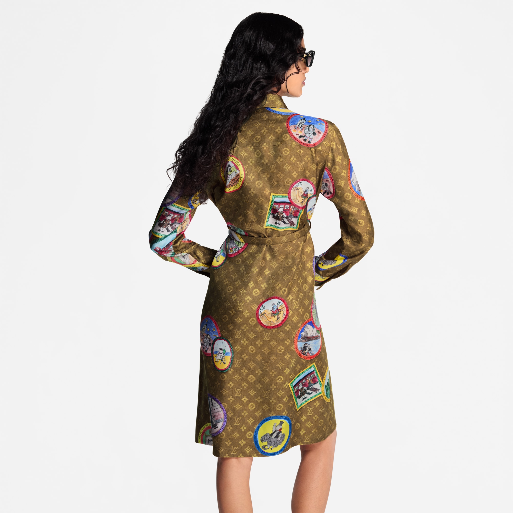 Cat Stamp Monogram Shirt Dress  in Women