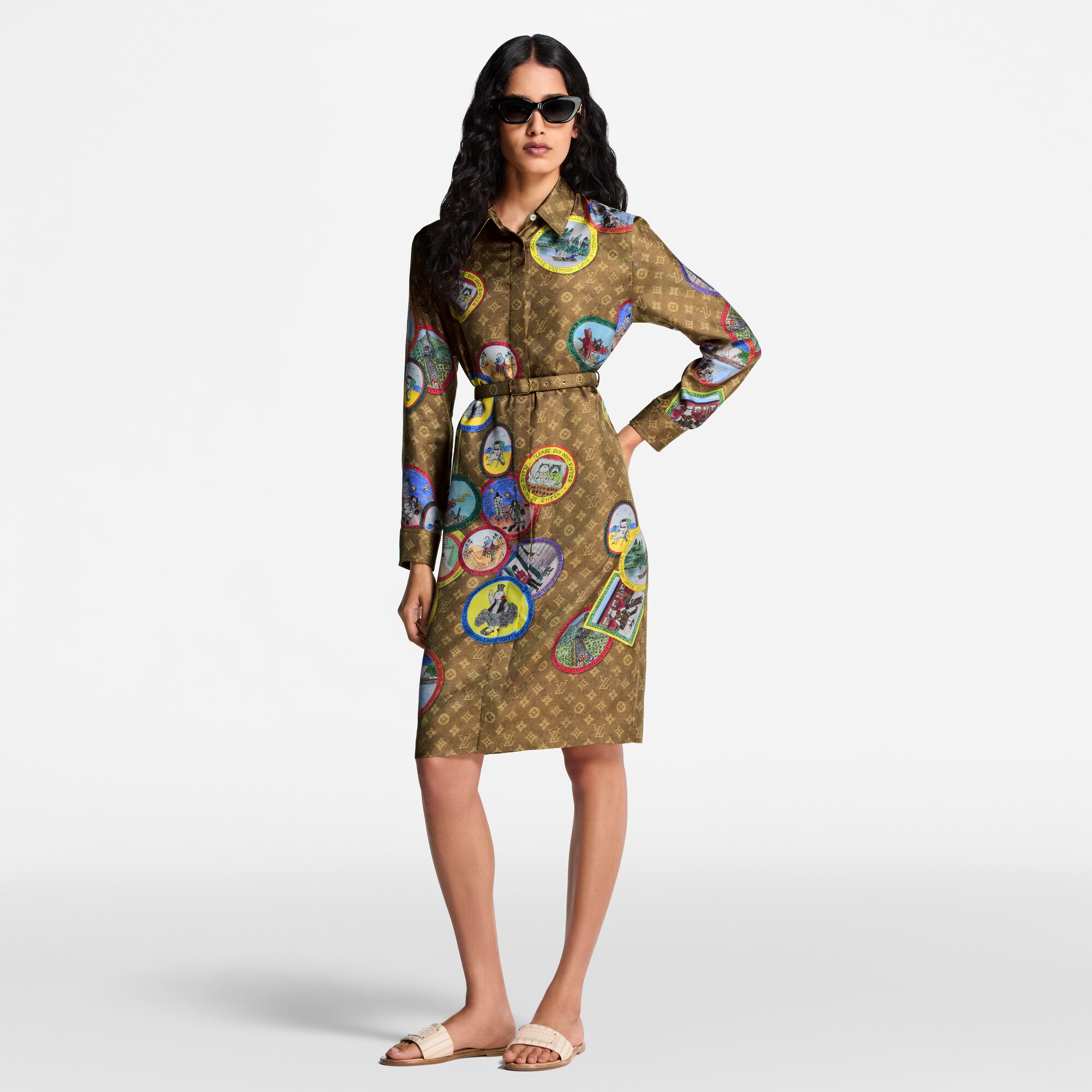 Cat Stamp Monogram Shirt Dress  in Women