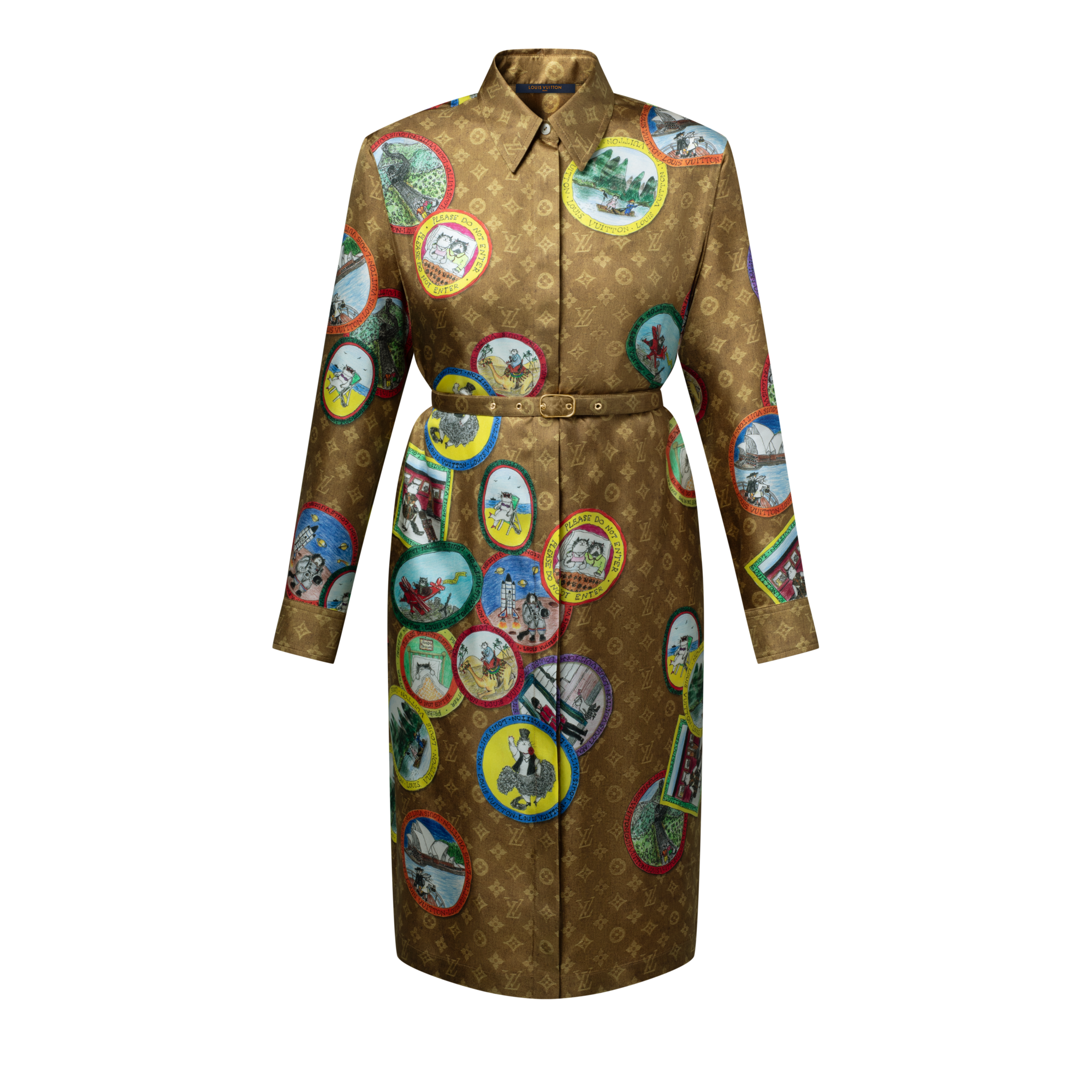 Cat Stamp Monogram Shirt Dress  in Women