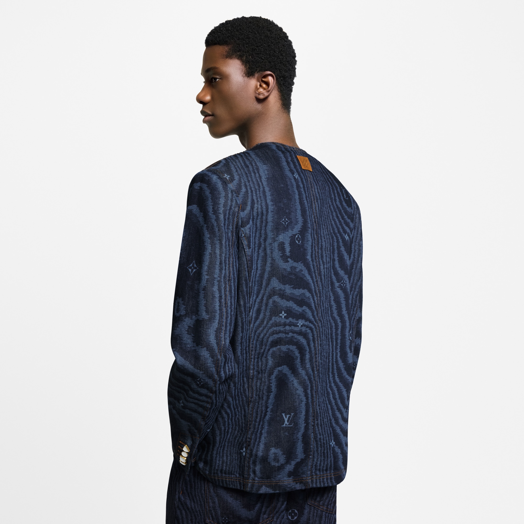 Chic Collarless Denim Jacket  in Men