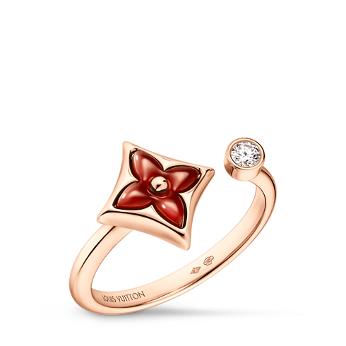 Color Blossom Mini Star Ring, Pink Gold, Cornelian and Diamond in Jewellery's Categories All Fine Jewellery collections by Louis Vuitton (Product zoom)