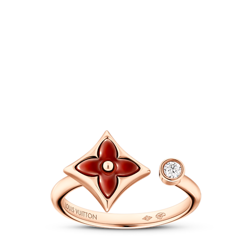 Color Blossom Mini Star Ring, Pink Gold, Cornelian and Diamond in Jewellery's Categories All Fine Jewellery collections by Louis Vuitton (Product zoom)