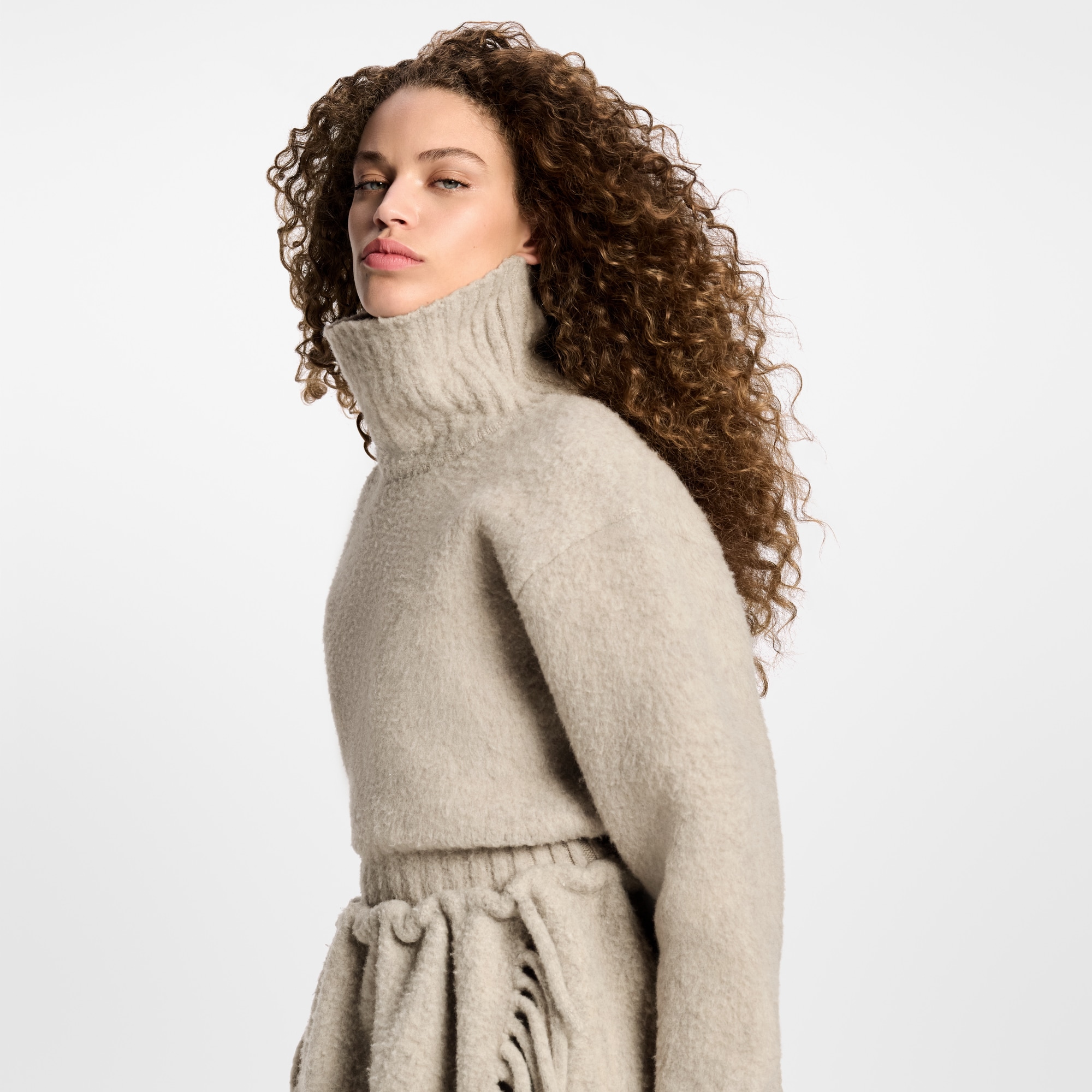 Cropped Brushed Knit Pullover  in Women