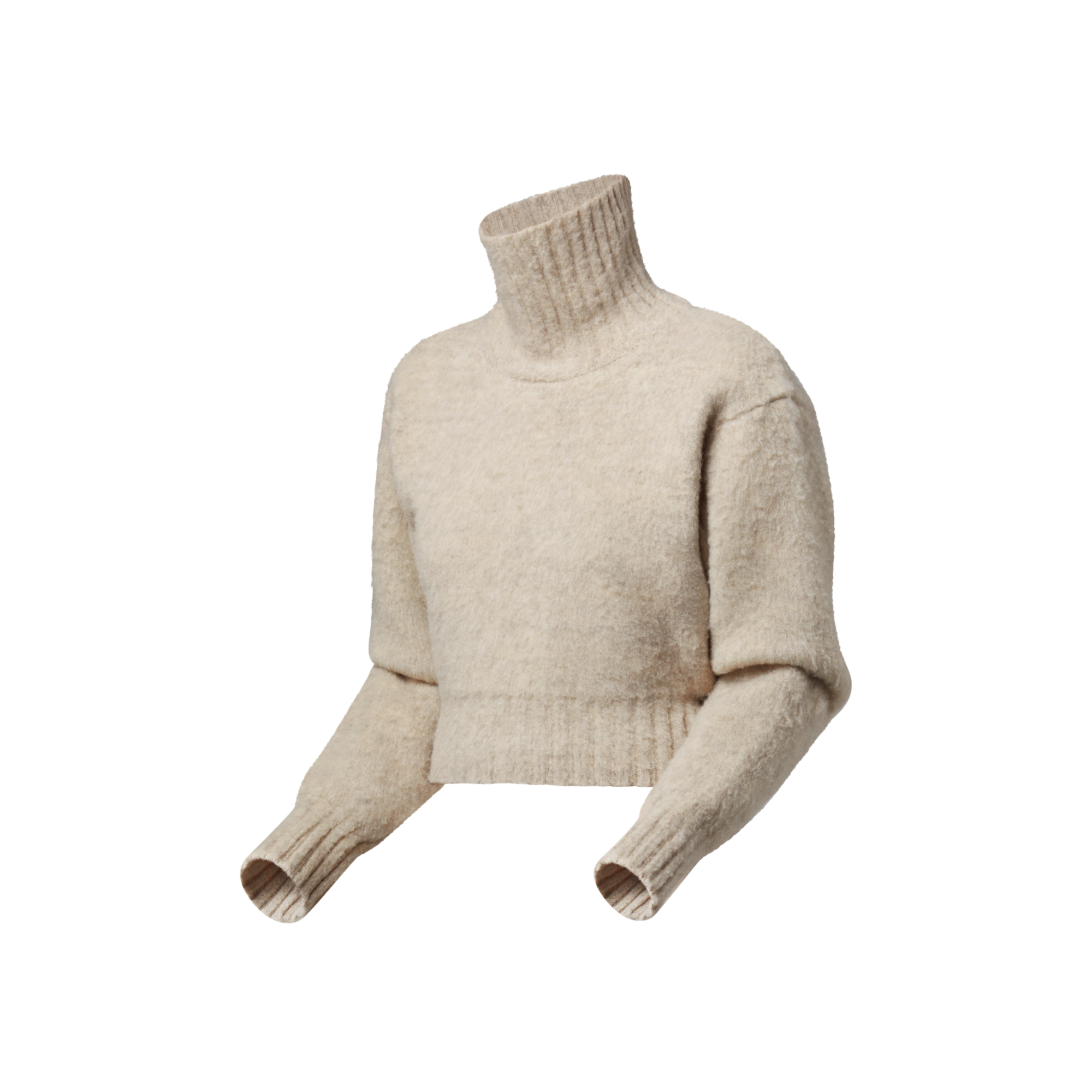 Cropped Brushed Knit Pullover  in Women