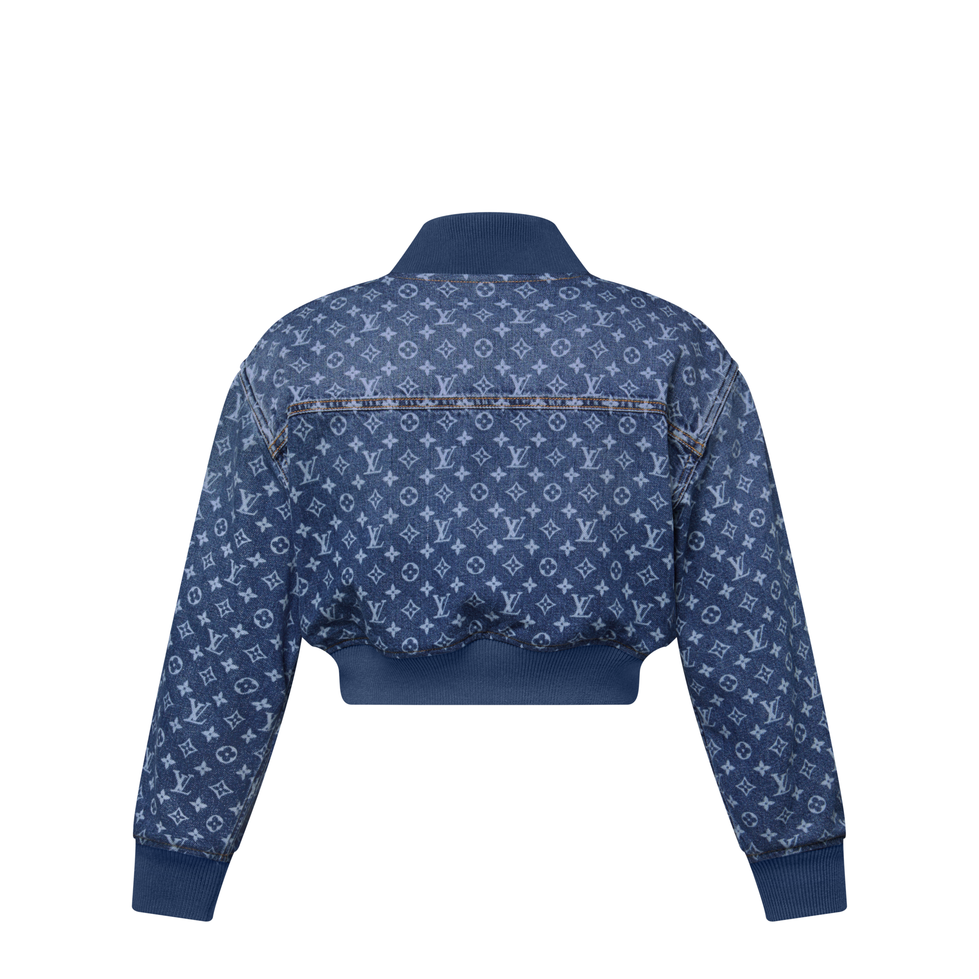 Cropped Monogram Denim Bomber Jacket  in Women