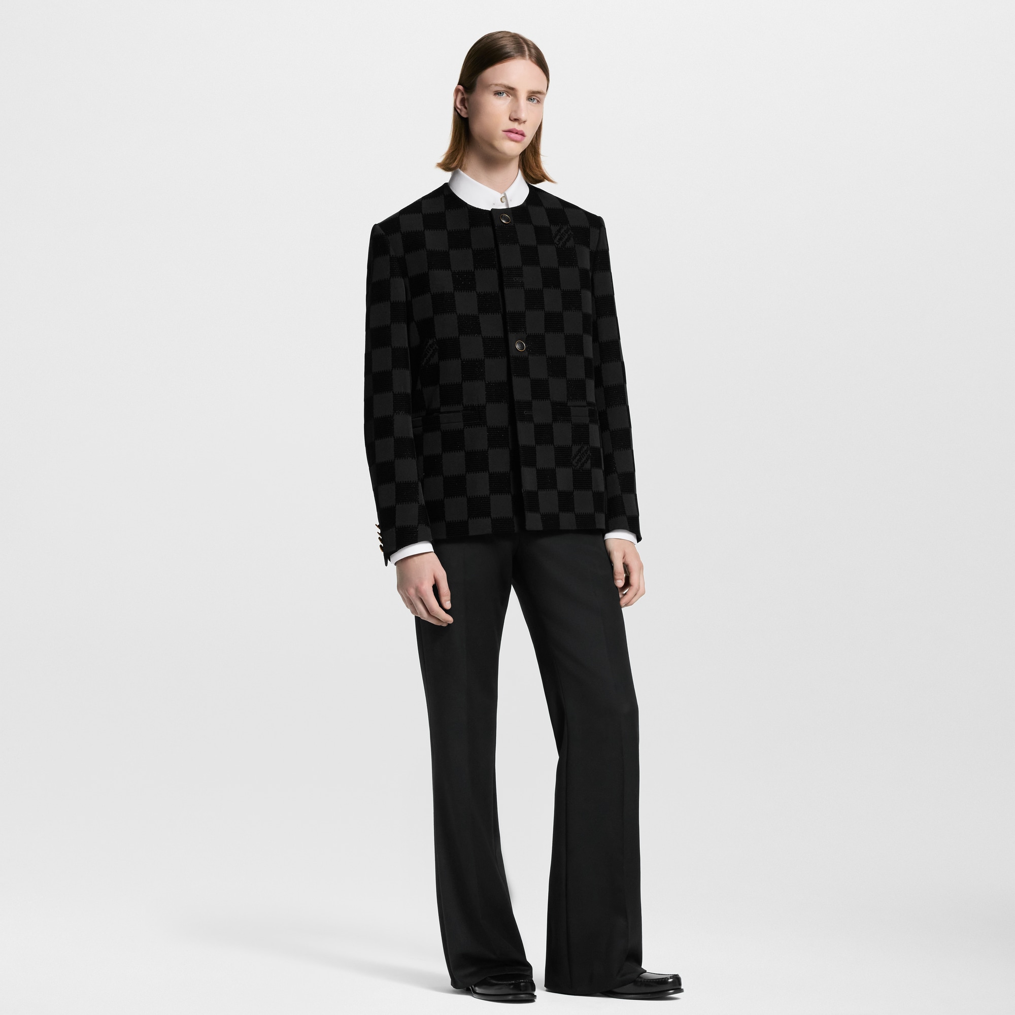 Damier Flock Collarless Jacket  in Men