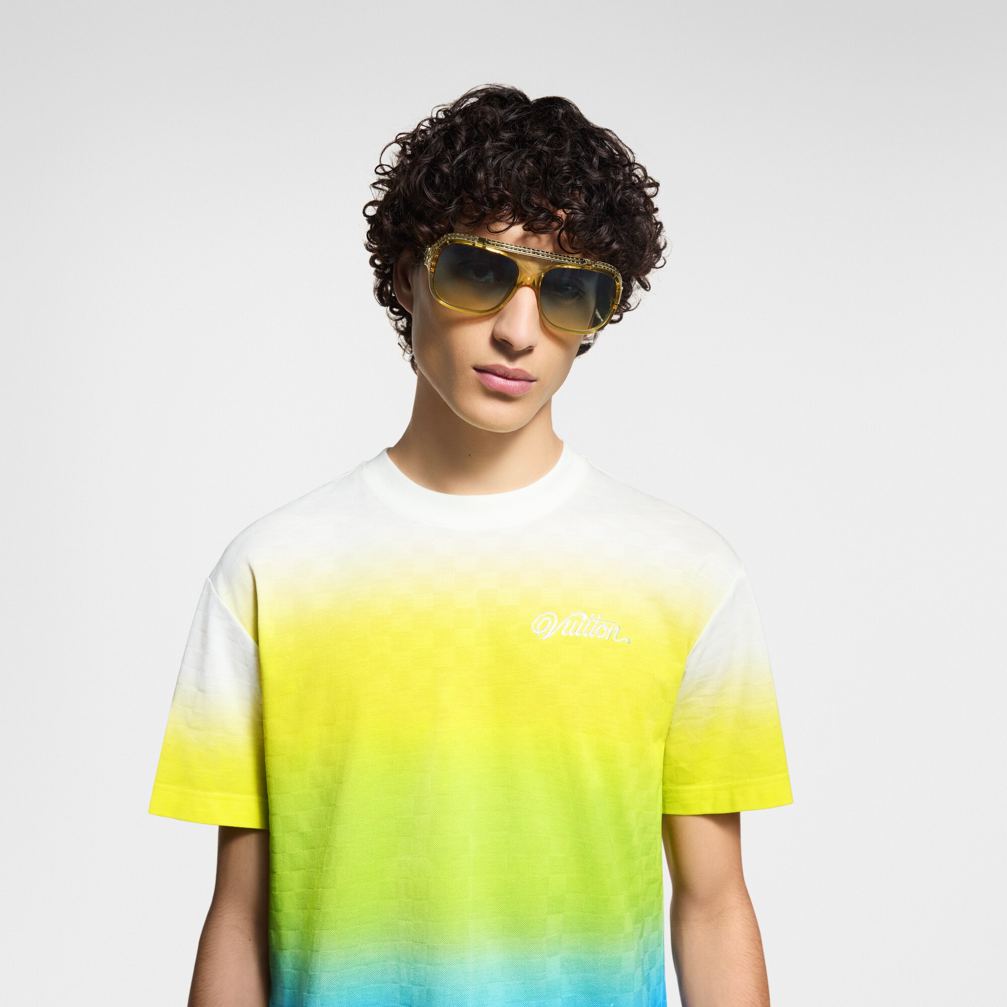 Damier Gradient Jacquard Cotton T-Shirt  in Men