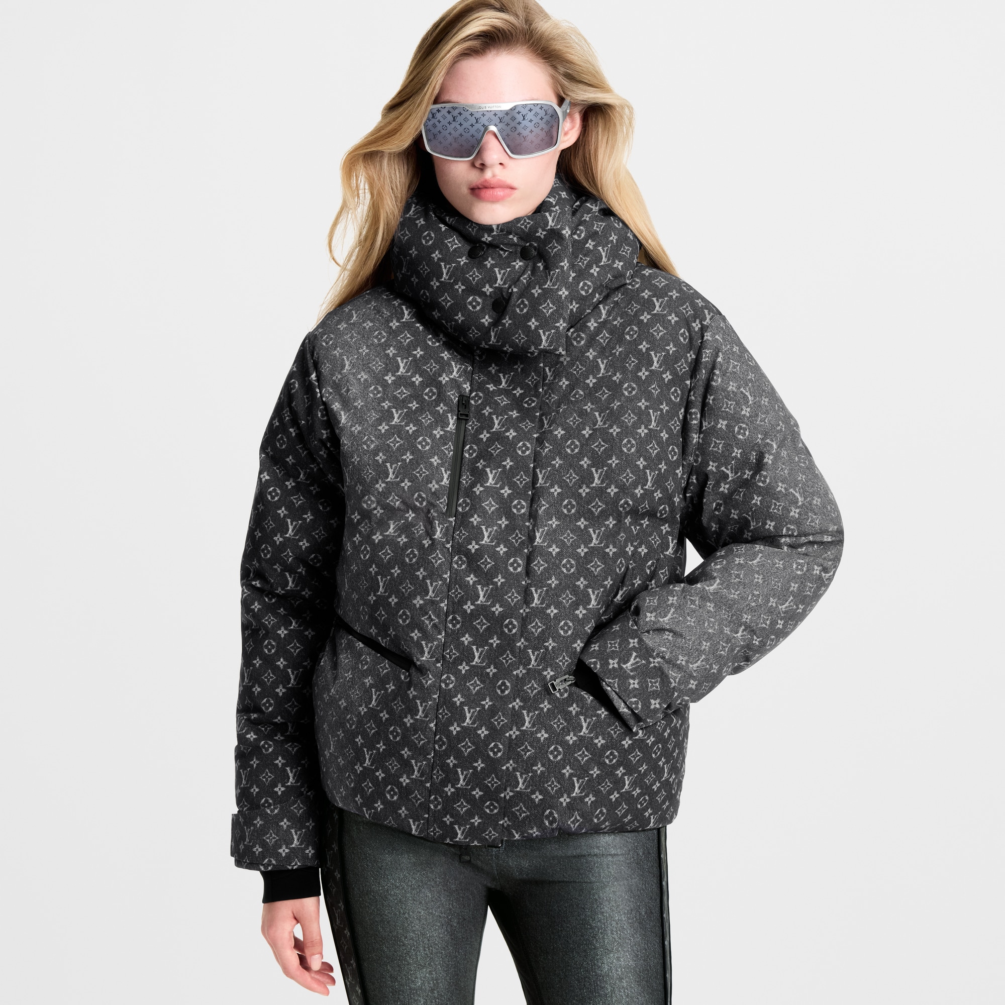 Denim-Effect Monogram Ski Jacket  in Women