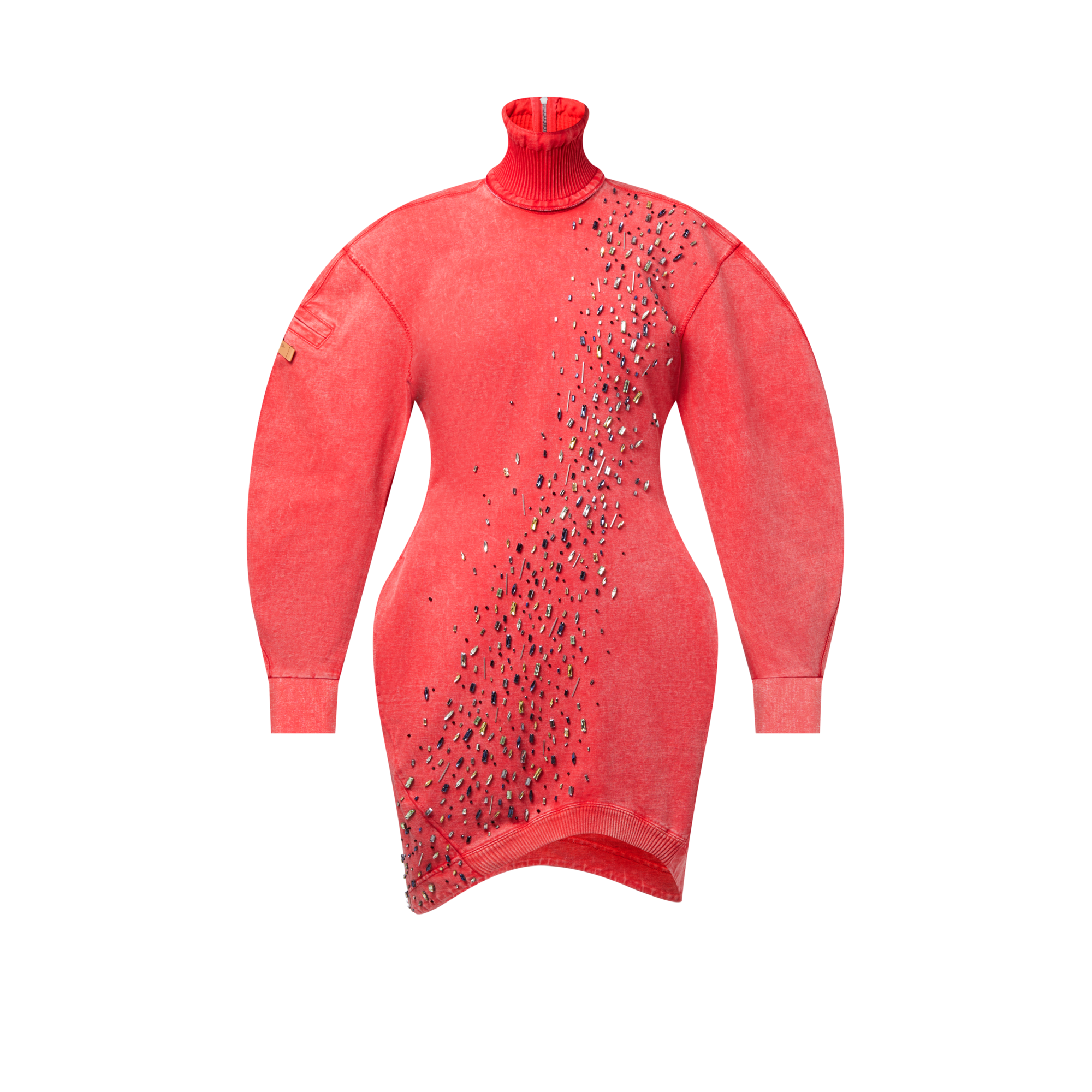 Emb L/S Dress Asymmetrical Hem  in Women