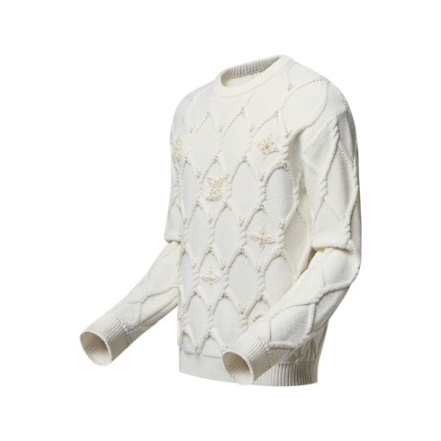 Embellished Cable Knit Wool Blend Pullover in Men's Ready-to-Wear All Ready-to-Wear collections by Louis Vuitton (Product zoom)