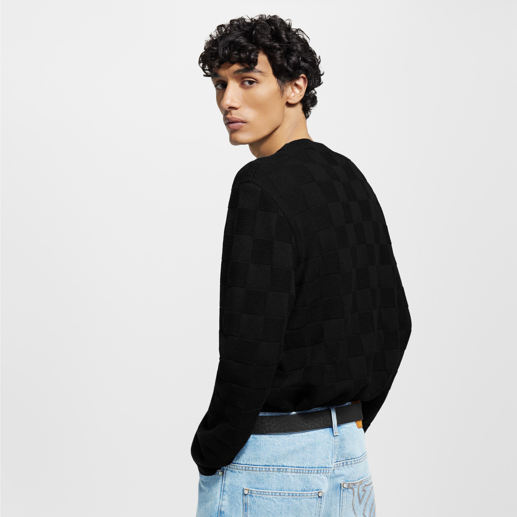 Embellished Wool Damier Pullover  in Men