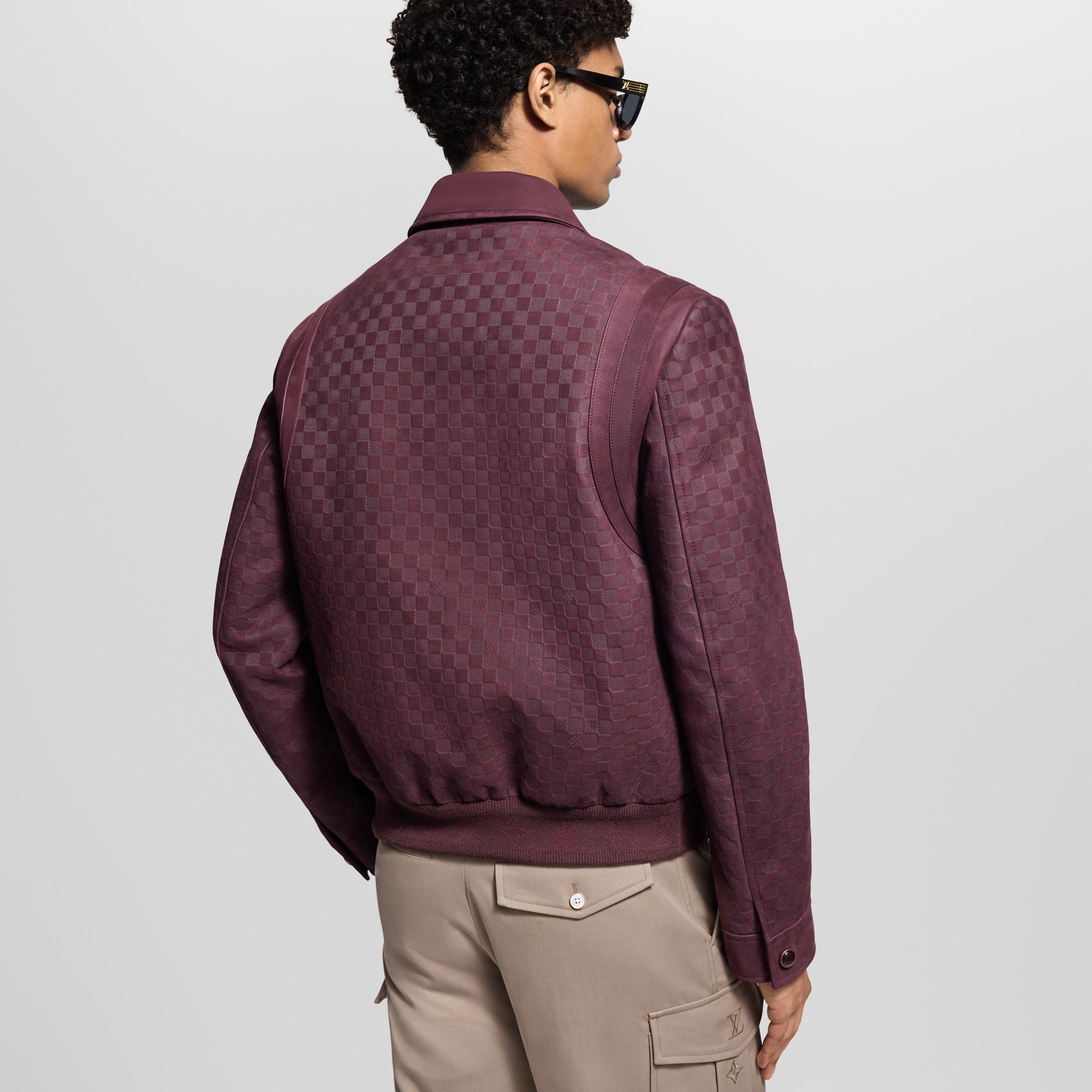 Embossed Damier Leather Blouson  in Men