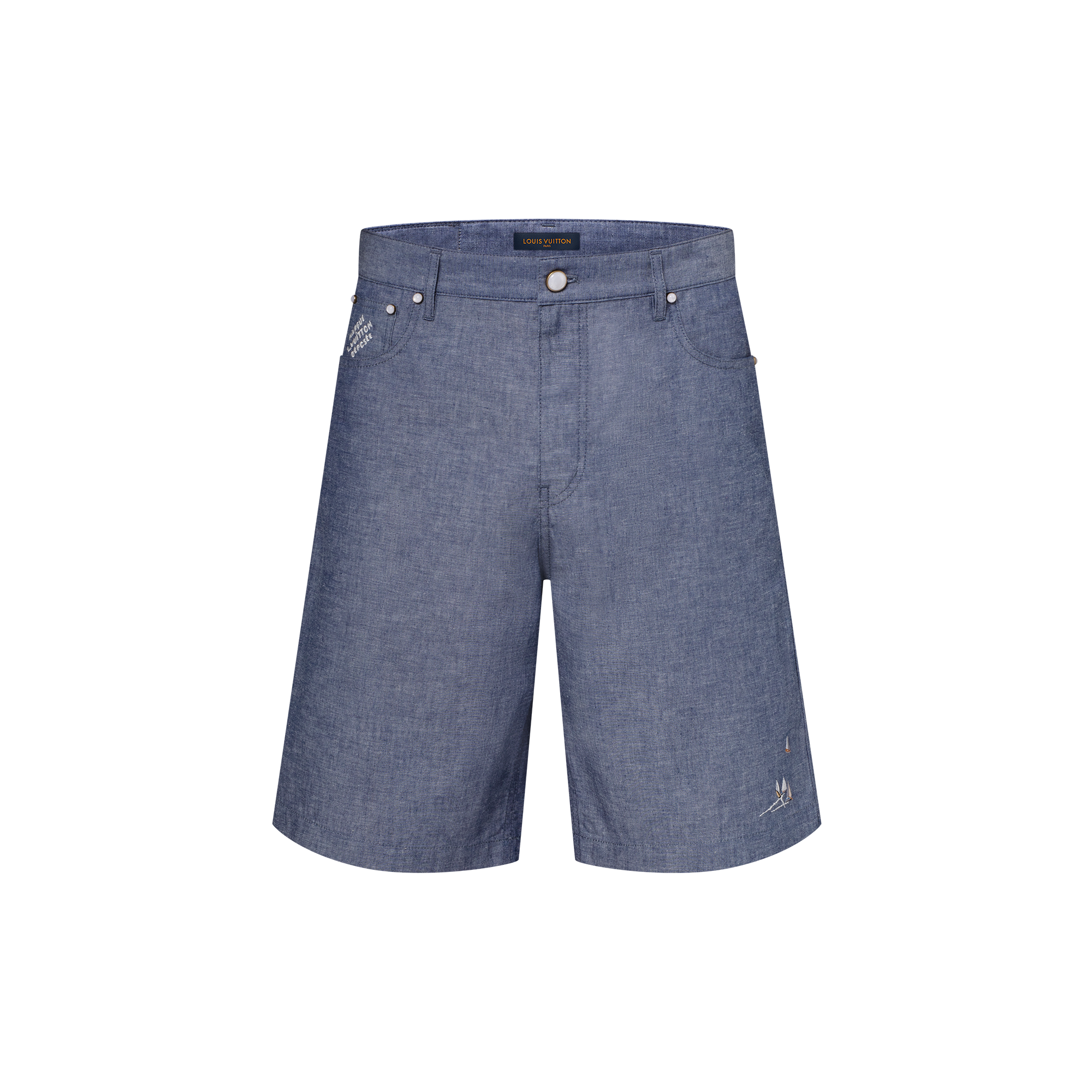 Embroidered Chambray Shorts  in Men