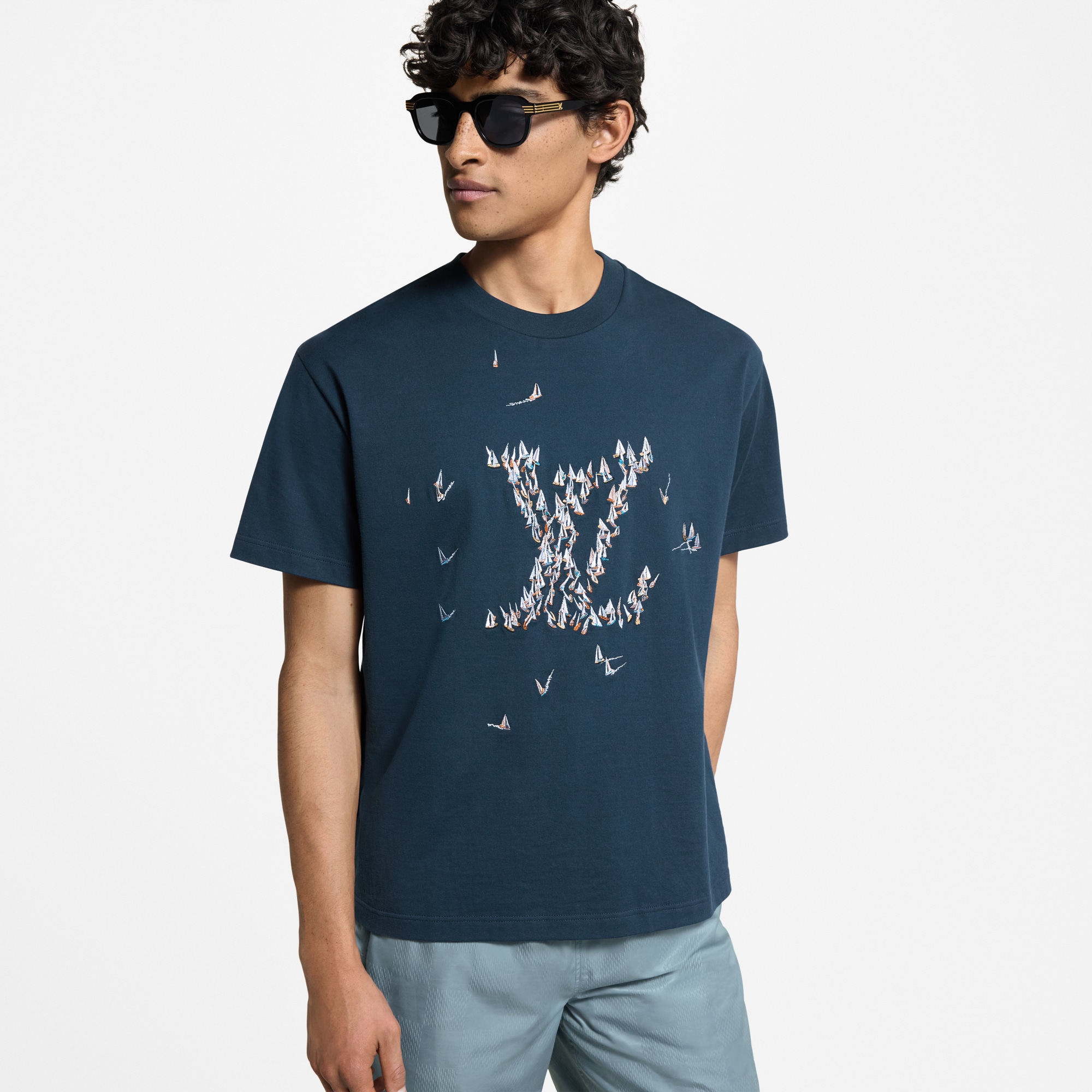 Embroidered Cotton T-Shirt  in Men