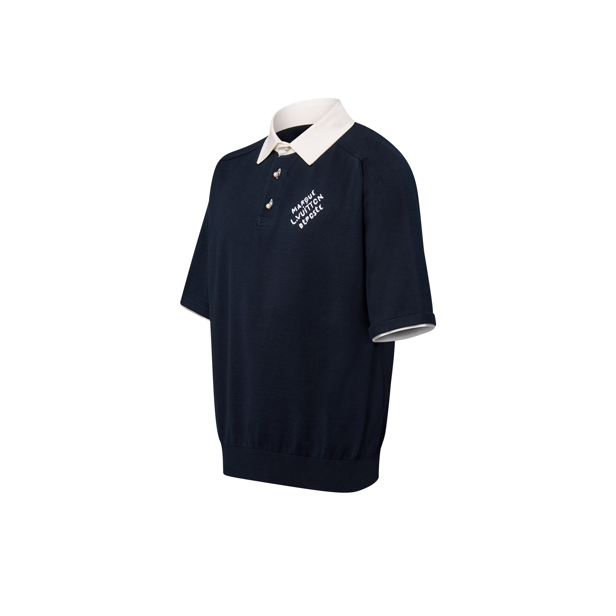 Embroidered Short-Sleeved Cotton Blend Polo Shirt  in Men