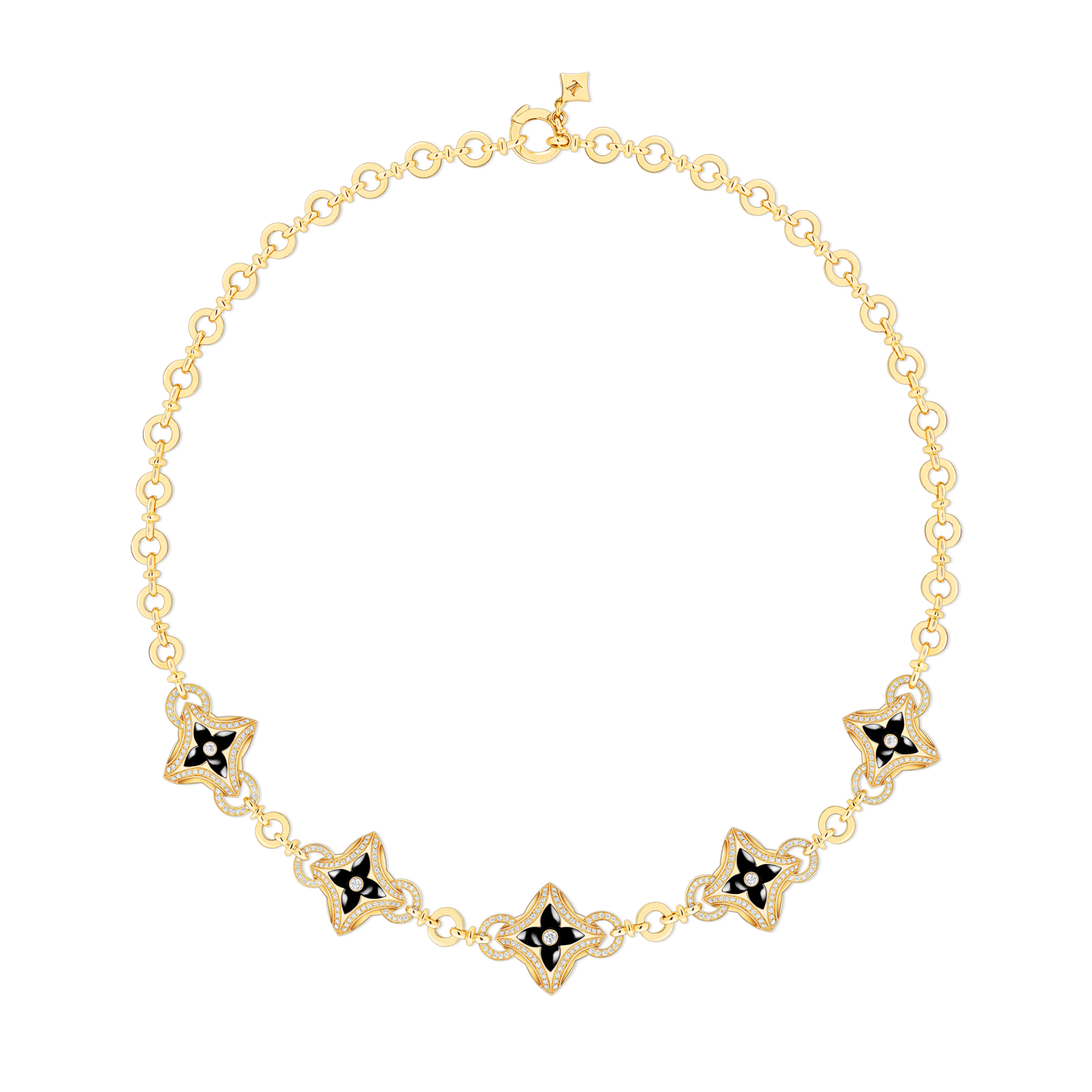 Ever Blossom Necklace, Yellow Gold, Onyx & Diamonds  in Jewellery