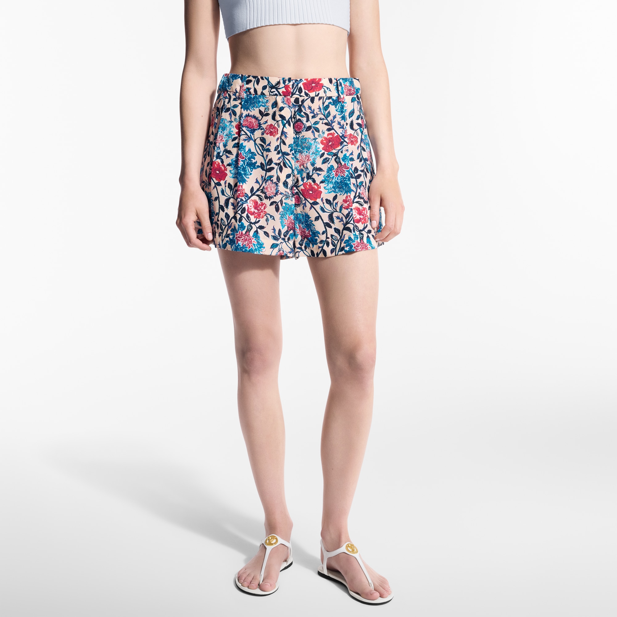 Floral Vine Pleat Shorts   in Women