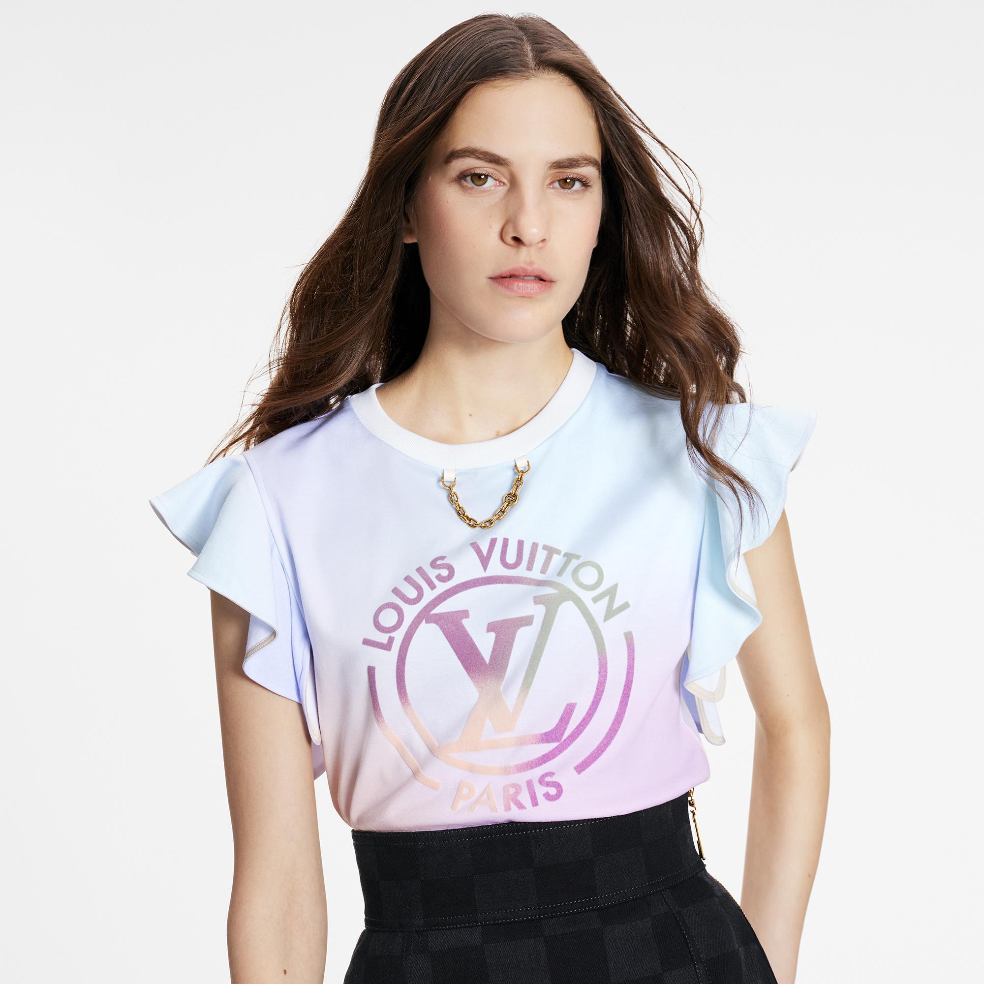 Gradient LV Circle Flounce Sleeve T-Shirt - Ready to Wear | LOUIS VUITTON