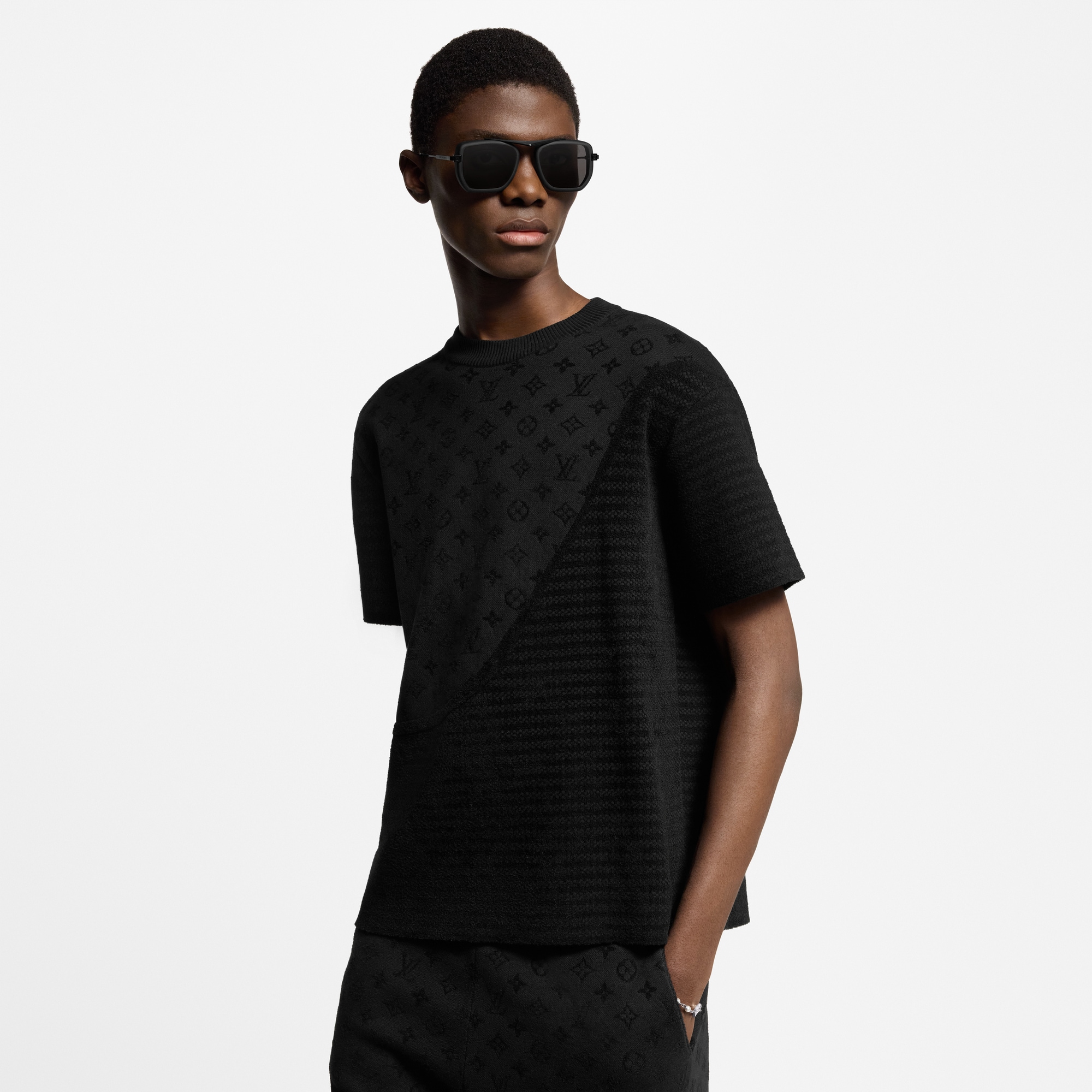 Graphic Jacquard Short-Sleeved Crewneck  in Men