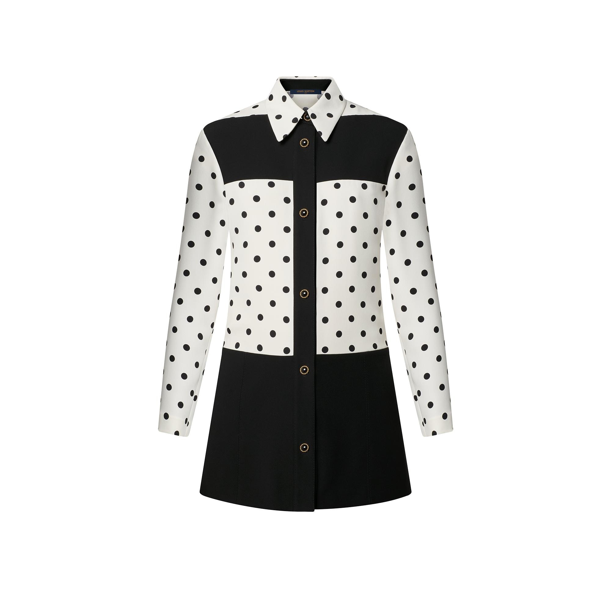 Graphic Polka Dot Mini Shirt Dress 