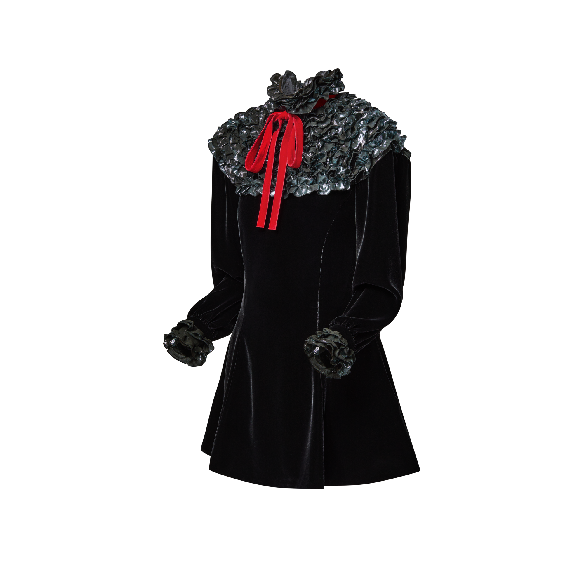 High Collar Frills Dress  in Women