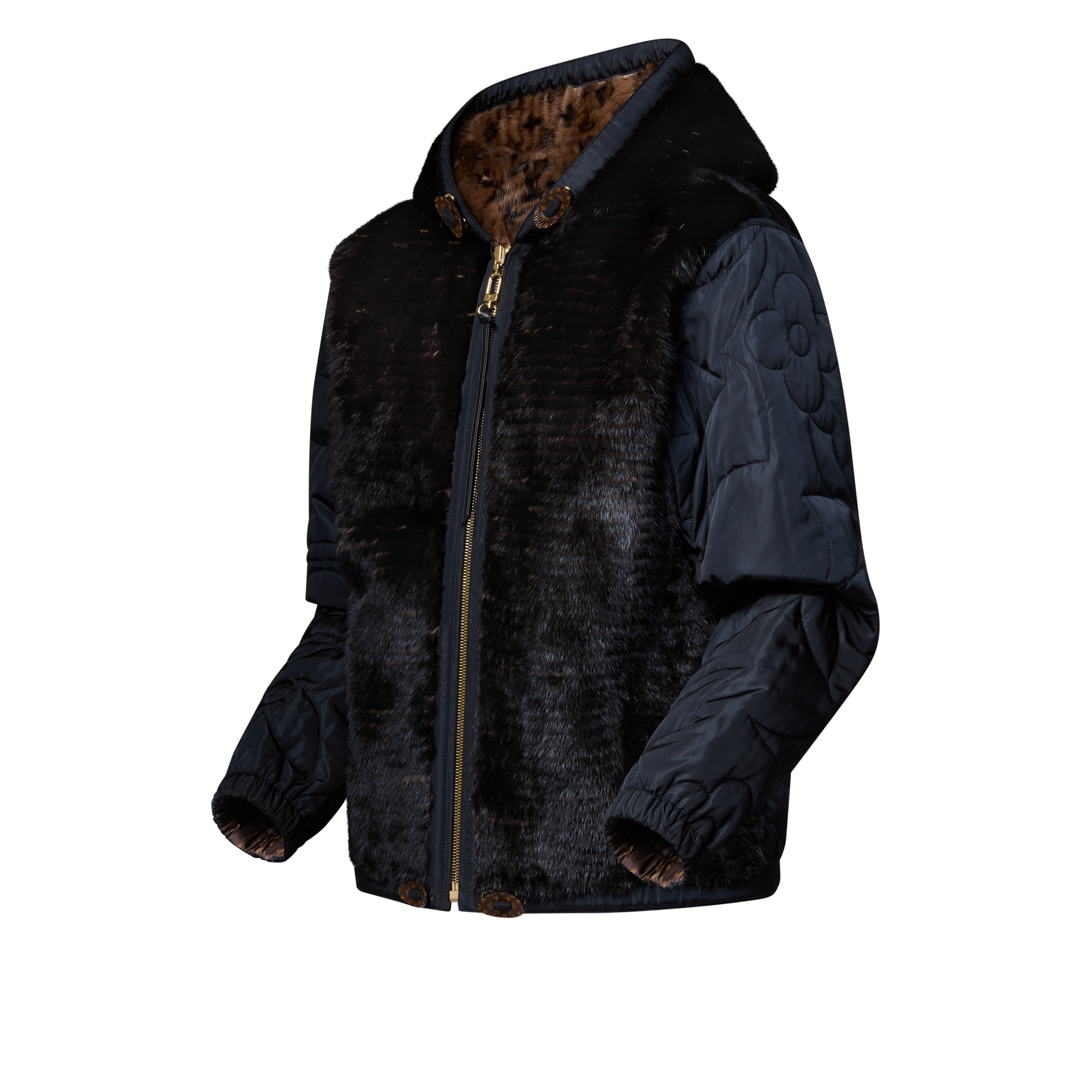 Hooded Bi-Mat Reversible Blouson  in Women