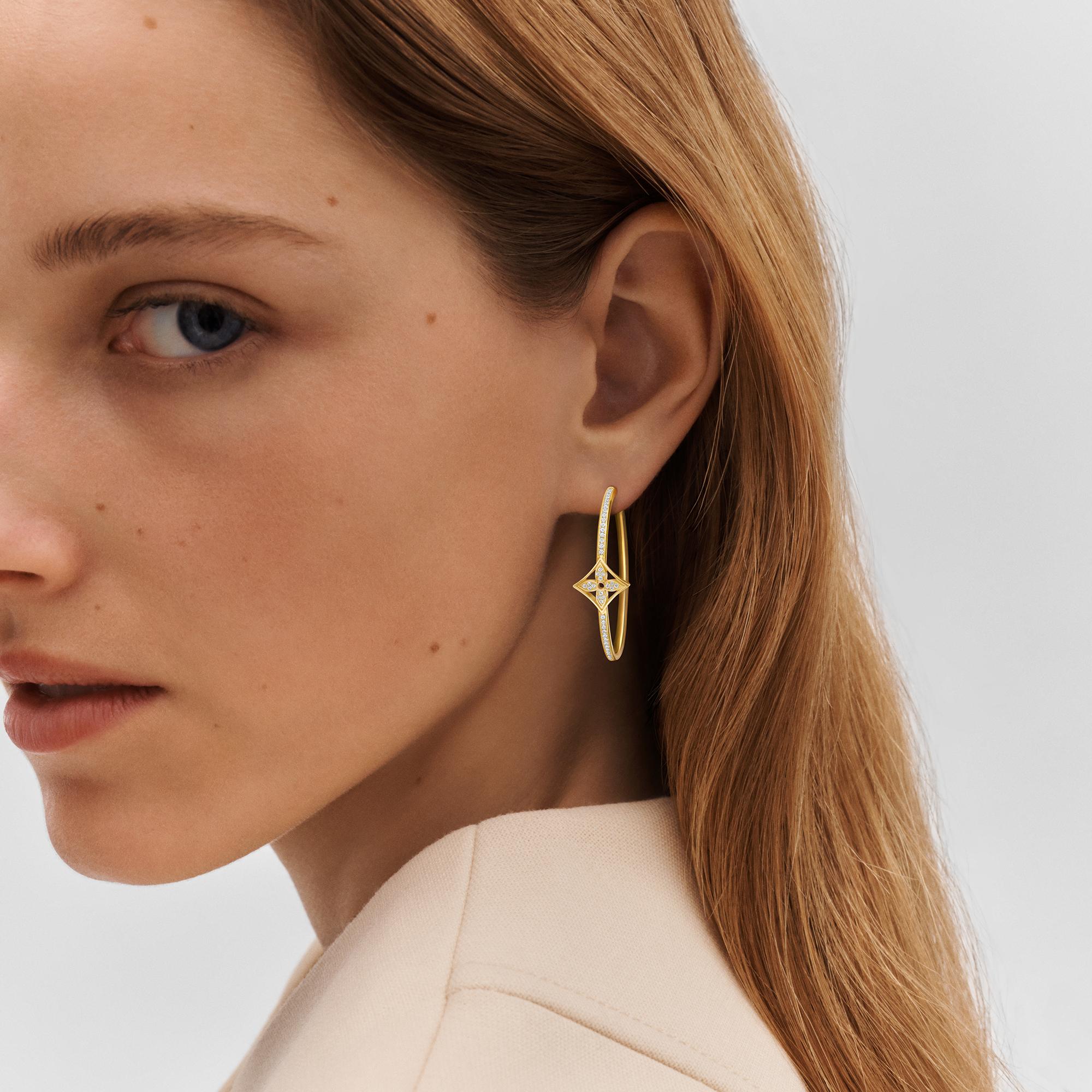 Idylle Blossom Hoops, Yellow Gold And Diamonds  in Jewellery