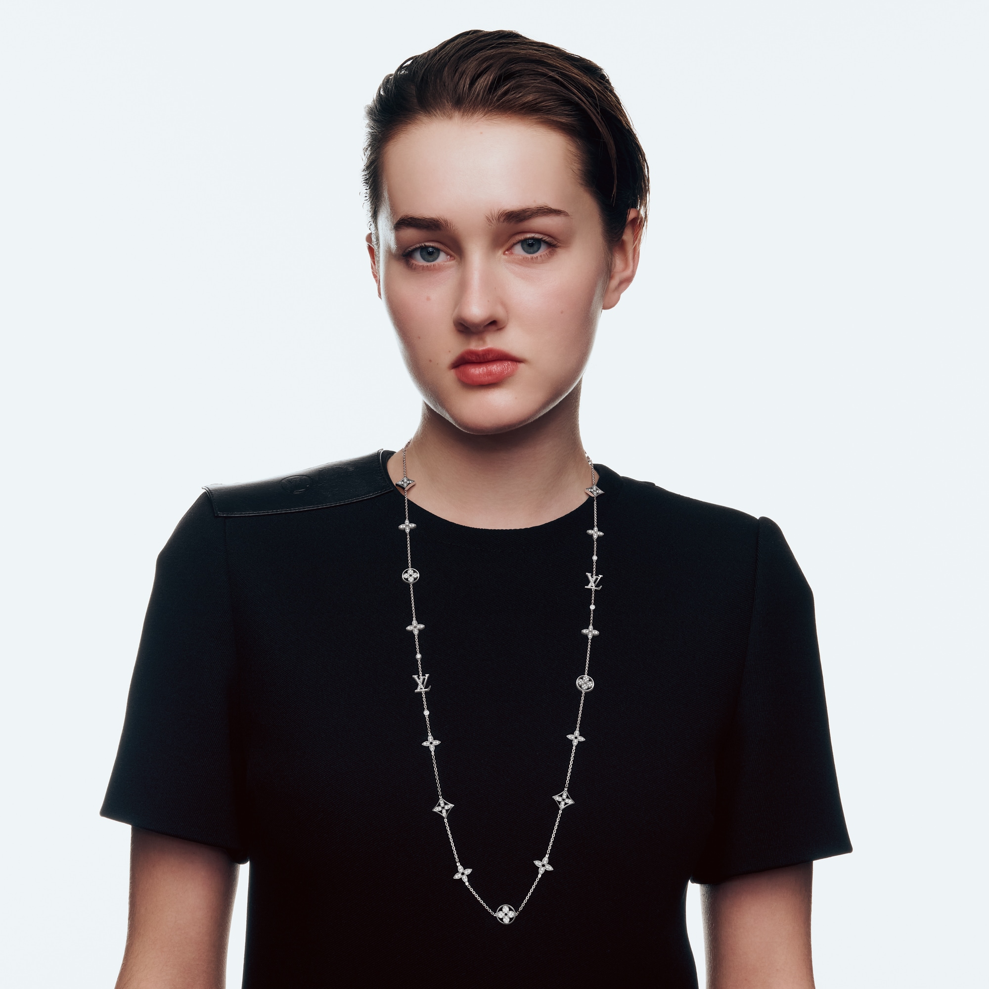 Idylle Blossom Multi-Motif Long Necklace, White Gold and Diamonds  in Jewellery