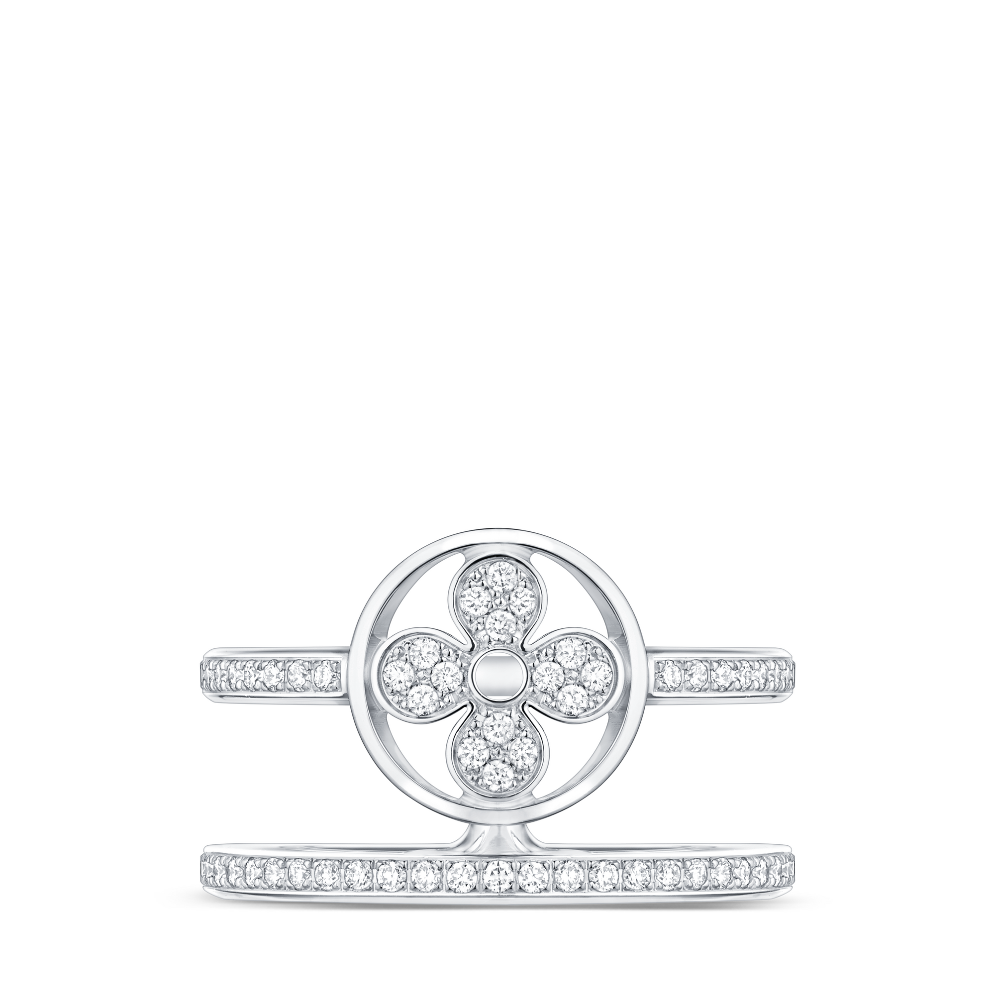 Idylle Blossom Two-Row Ring, White Gold And Diamonds  in Jewellery