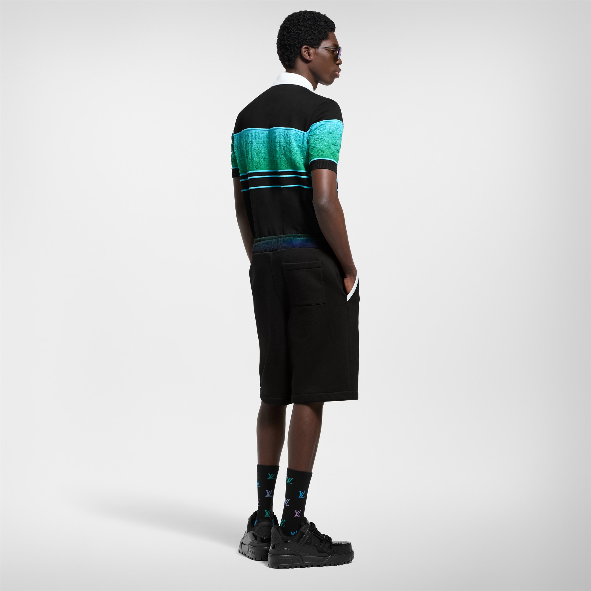 Iridescent Jacquard Short-Sleeved Polo    in Men