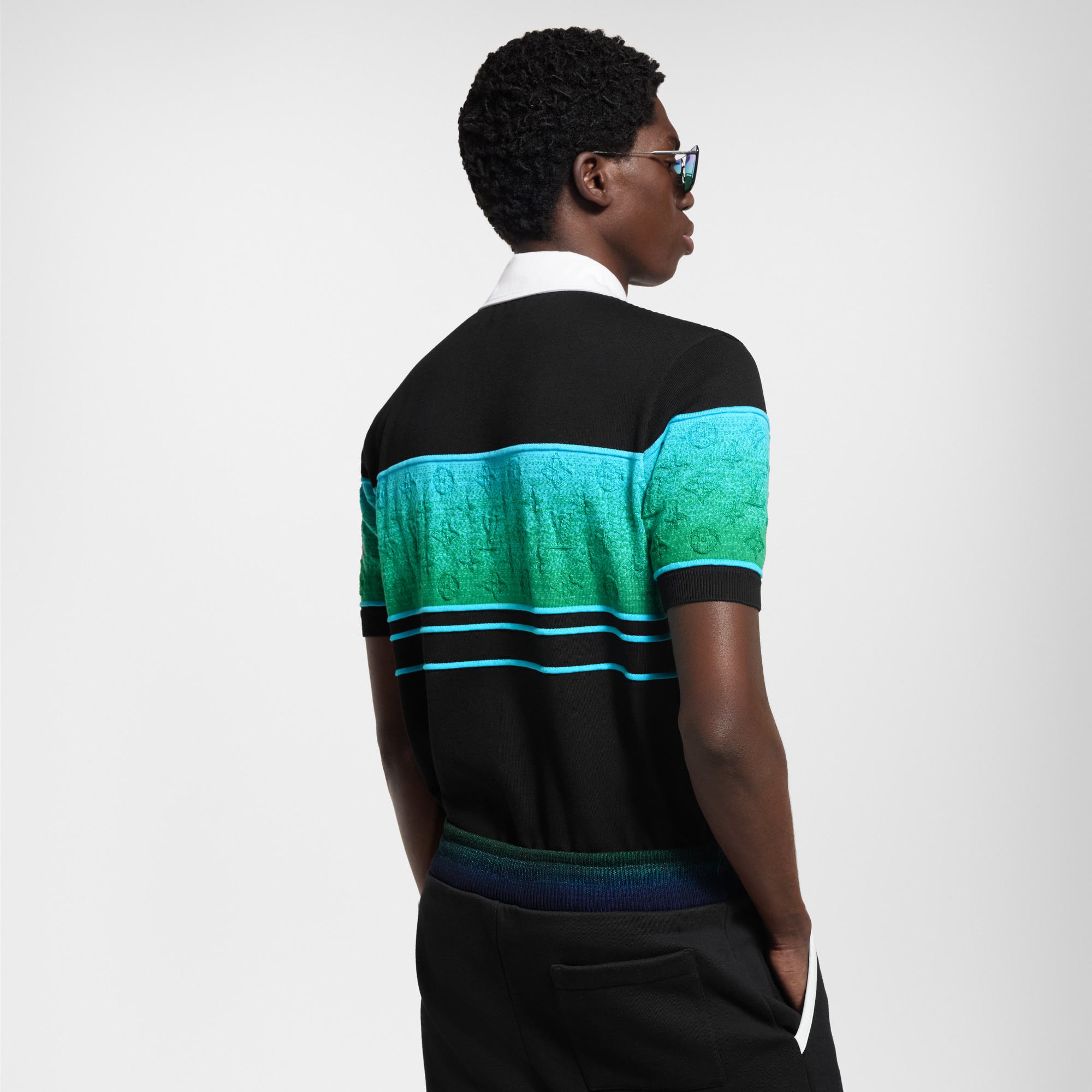 Iridescent Jacquard Short-Sleeved Polo    in Men
