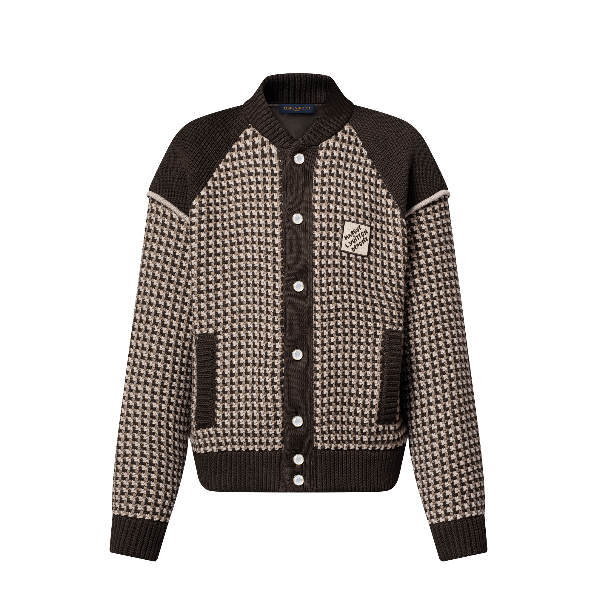 Knitted Cotton Jacquard Bomber  in Men