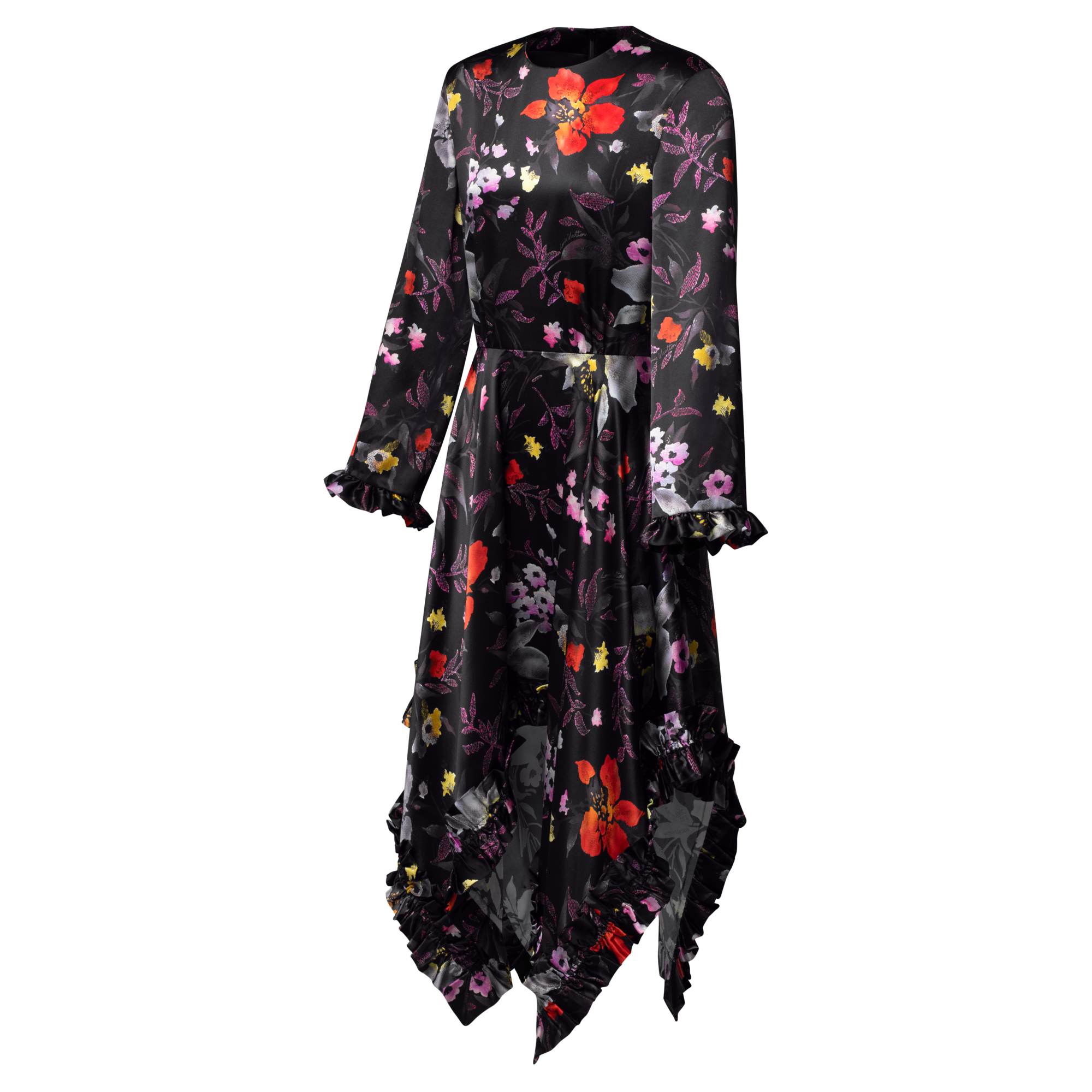 L/S Dress W/ Asymmetric Ruffle Hem Dtl  in Women