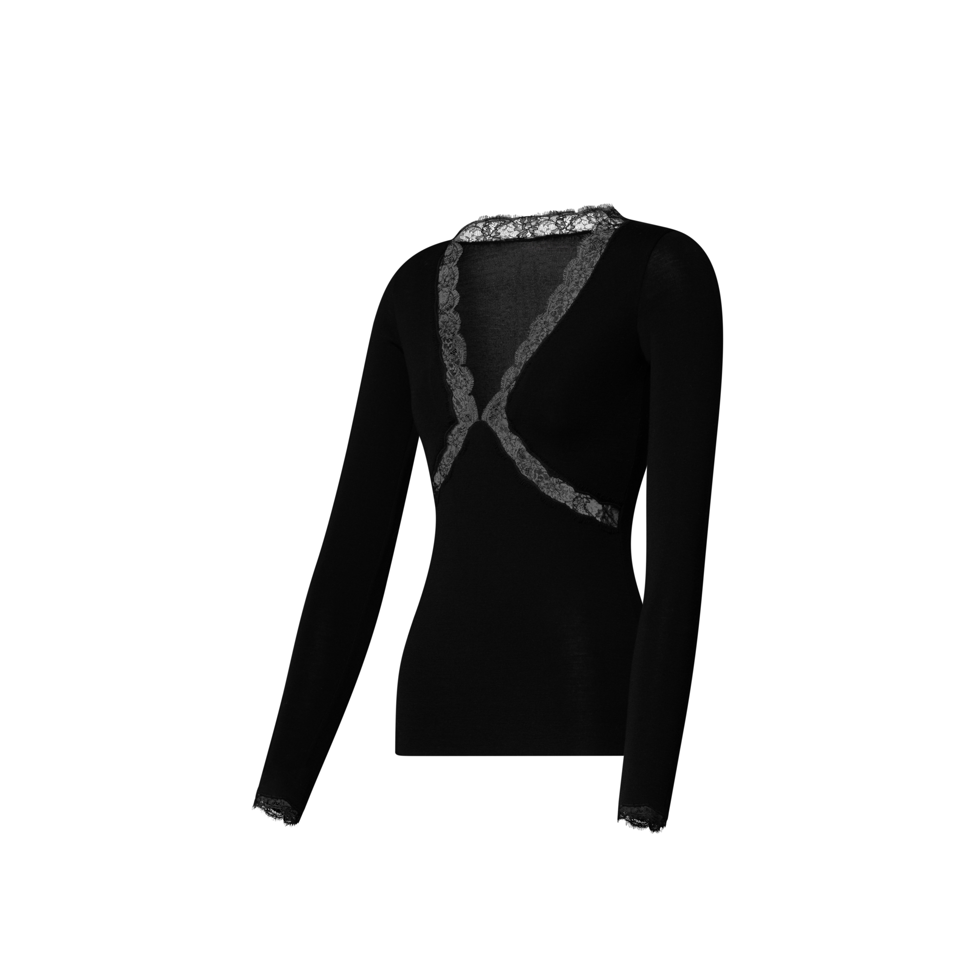 L/S Fitted Top W/ Lace Dtl  in Women