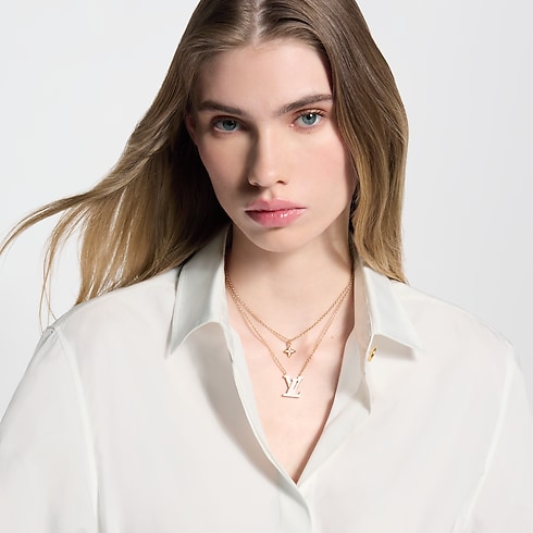 Lady LV Pearlescent Necklace worn view
