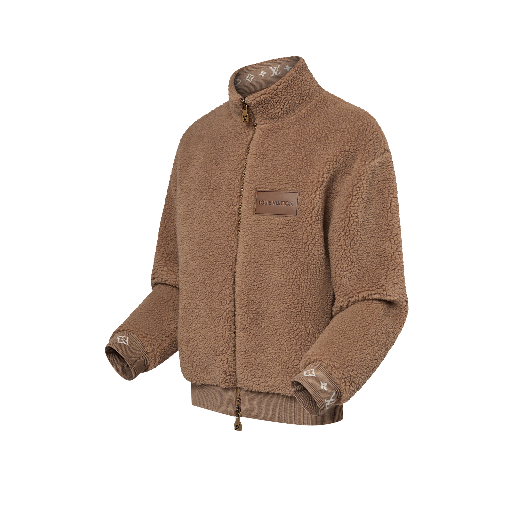 Leather Patch Fleece Blouson  in Men