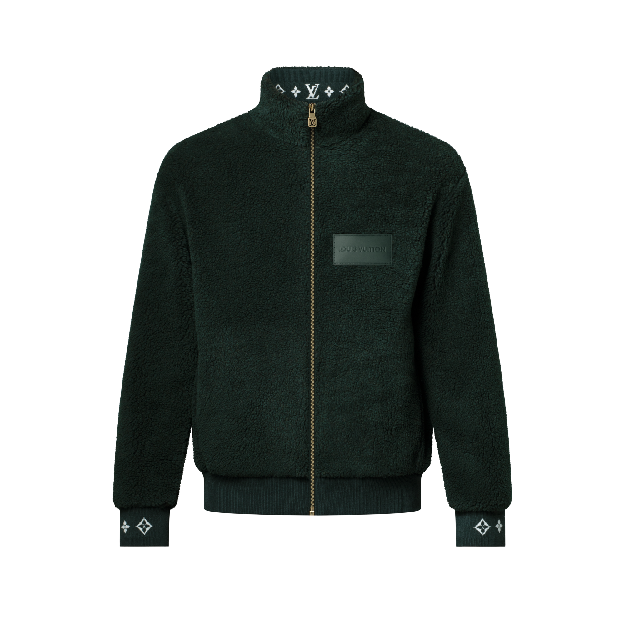 Leather Patch Fleece Blouson  in Men