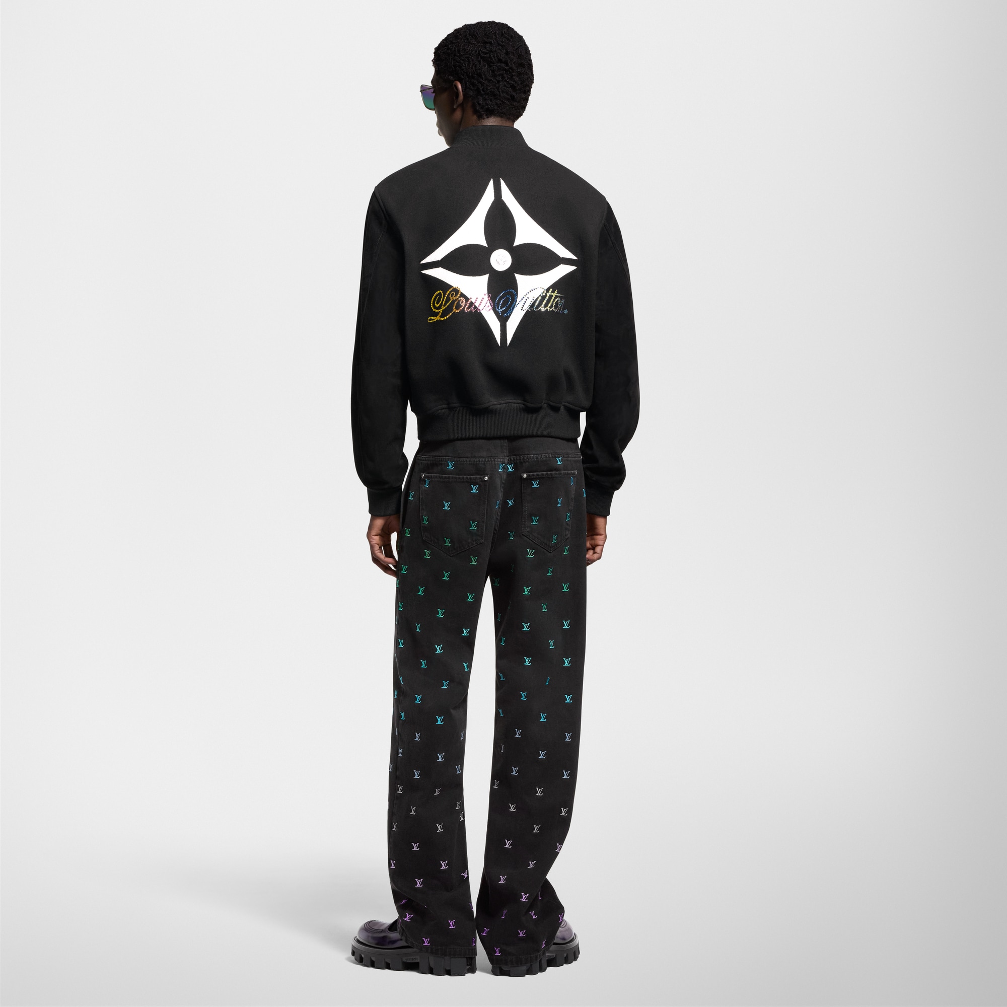 LV Blason Gradient Embroidered Denim Skate Pants  in Men