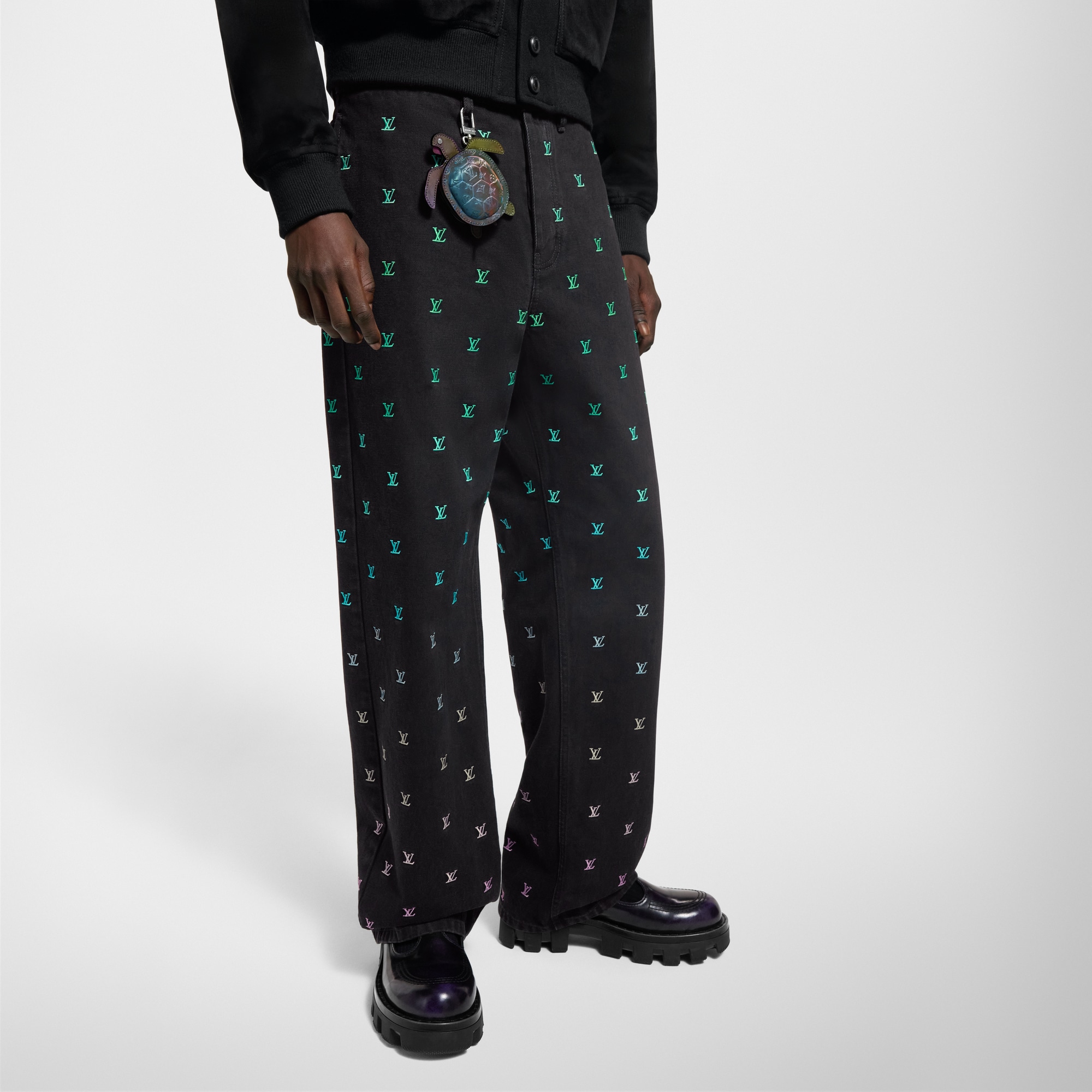LV Blason Gradient Embroidered Denim Skate Pants  in Men