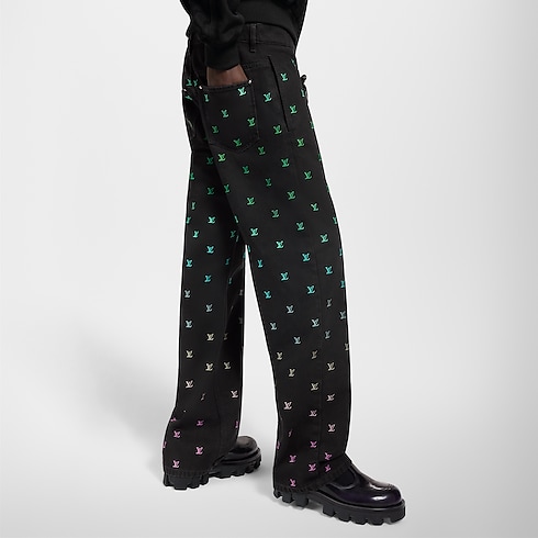 LV Blason Gradient Embroidered Denim Skate Pants in Men's Ready-to-Wear Denim collections by Louis Vuitton (Product zoom)