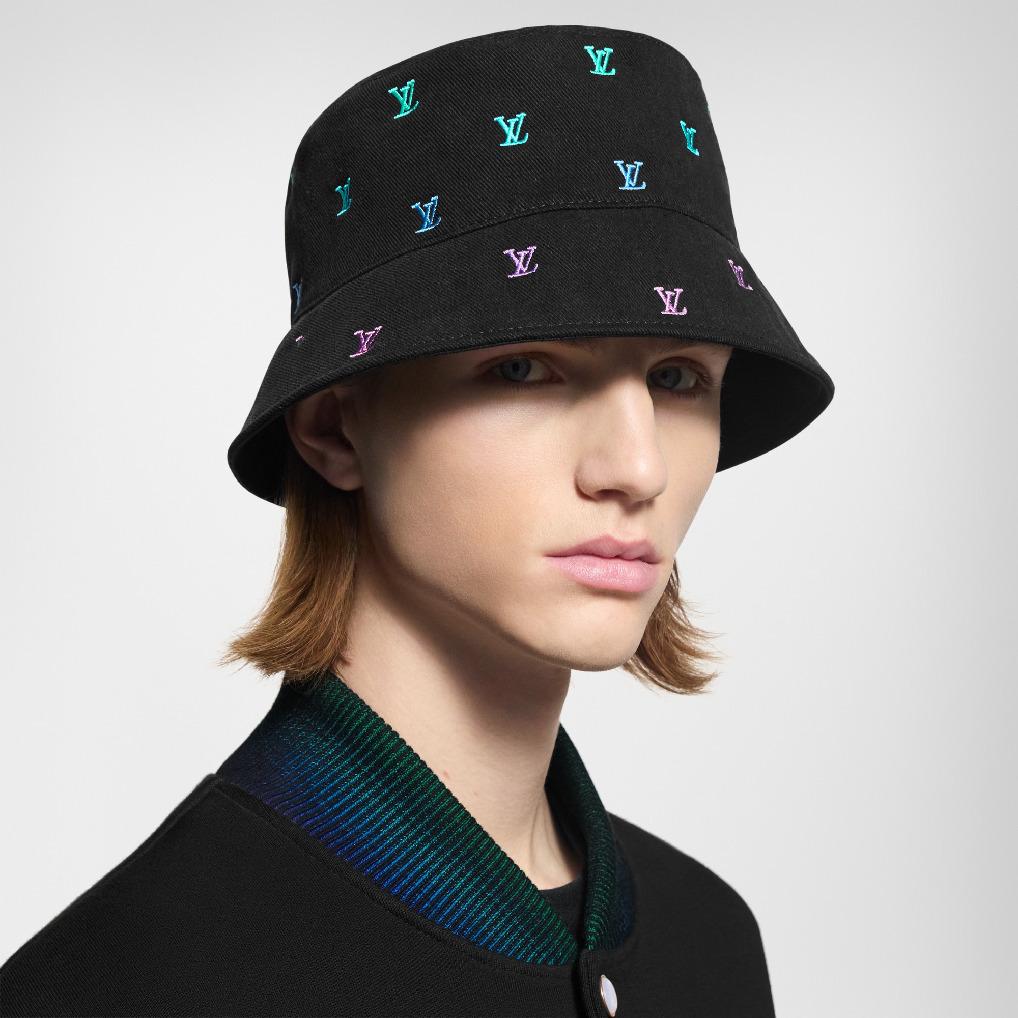LV Blason Shading Denim Reversible Bucket Hat . in Men