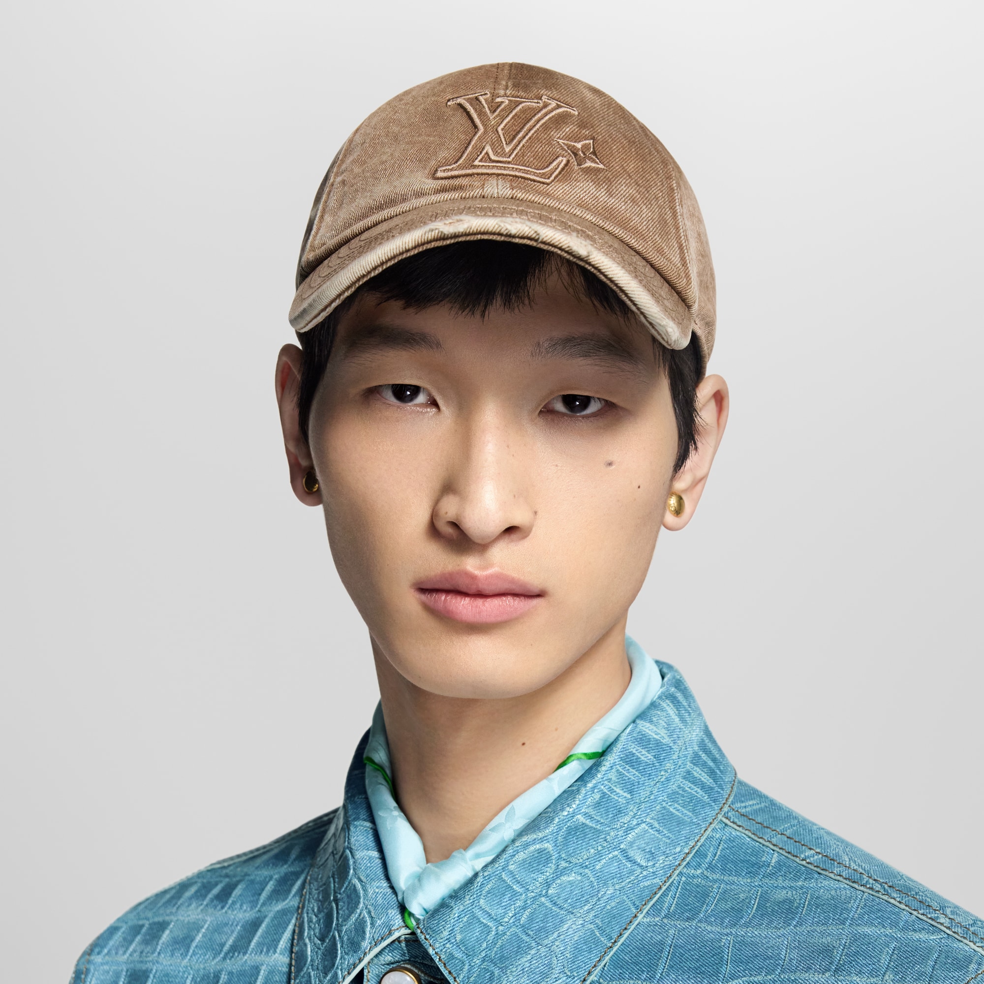 LV Denim Washed Cap . in Men